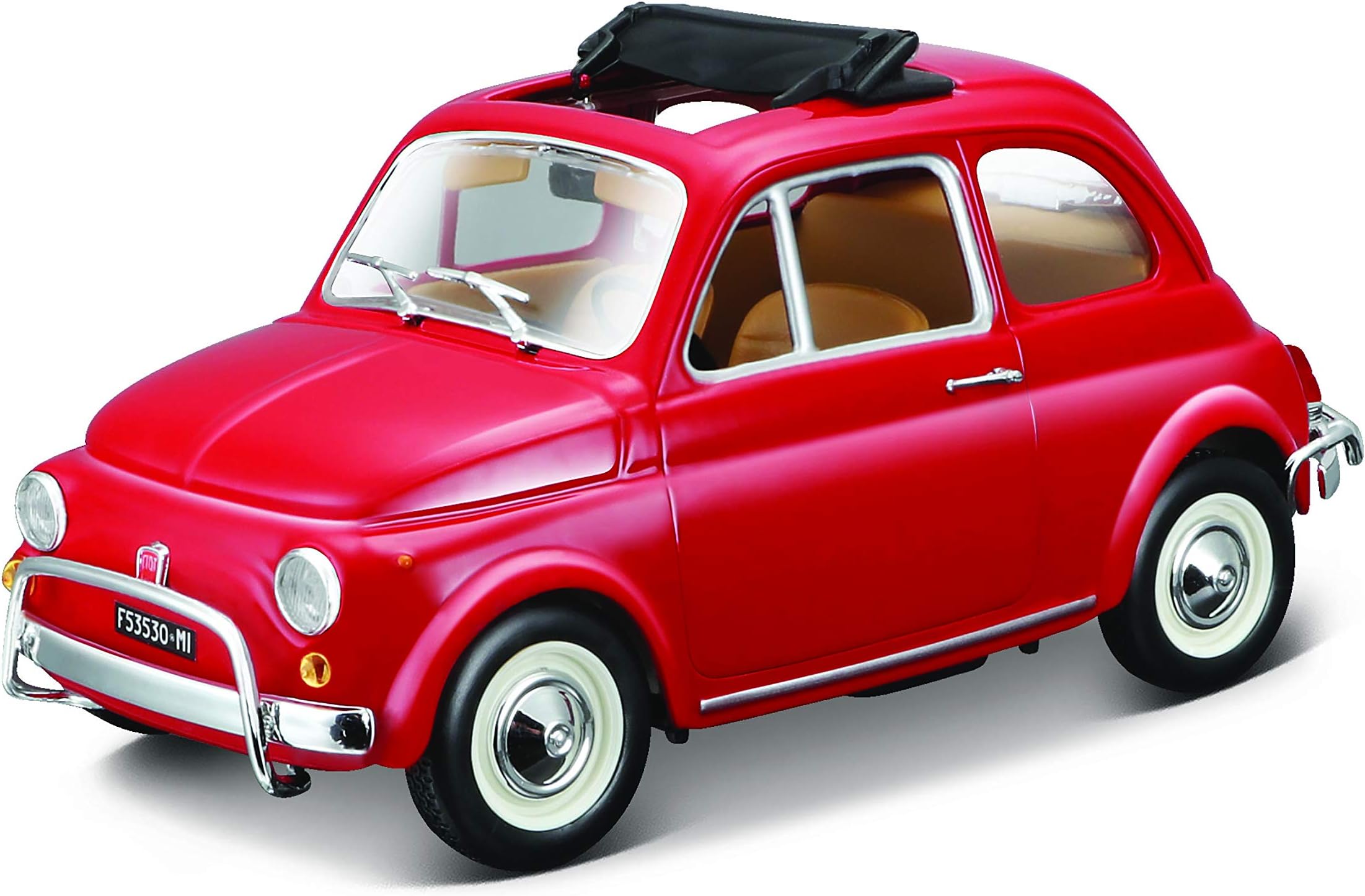 Bburago B18-22099 1968 Fiat 500L Super Car โ 1:24 Scale โ Incredibly Detailed Die-Cast Replica Collectible Model Vehicle, Red