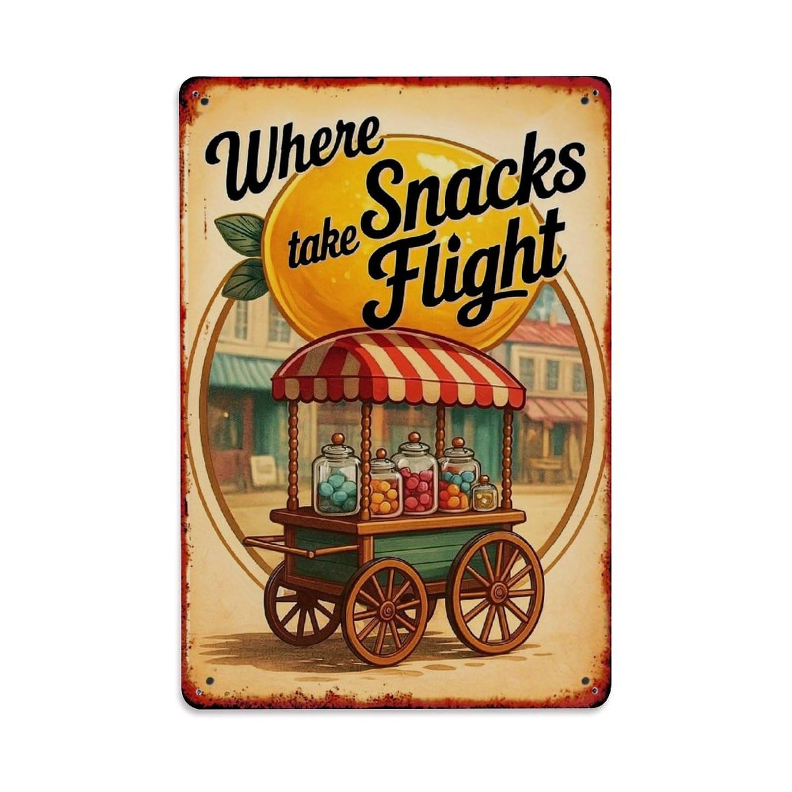 Jdfenggu Vintage Candy Cart Sign Retro Metal Tin Sign, Decor Art Poster For Bar, Home, Man Cave, Kitchen, Laundry Room Gift 8X12inch