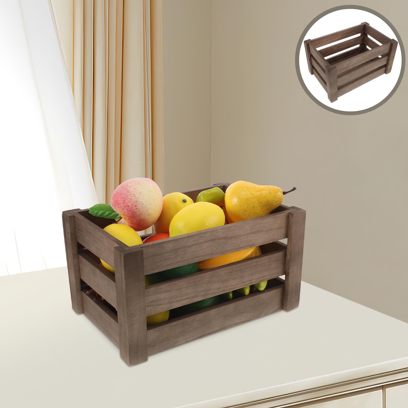 Scatola Portaoggetti Retrò in Legno Rettangolare per Esposizione e Ordine