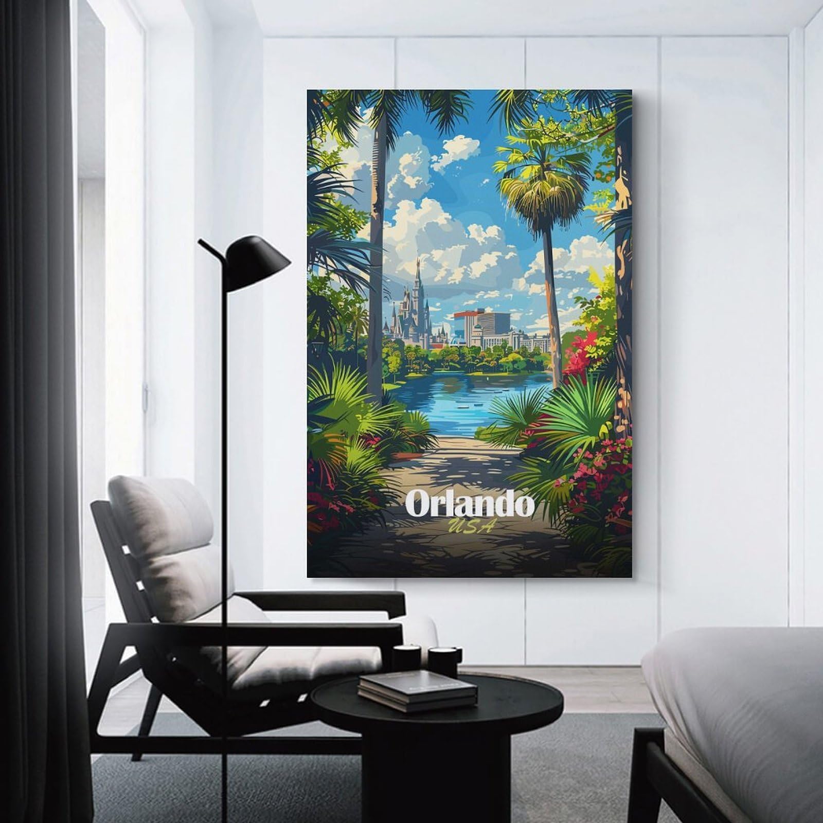 Junmoney Orlando Cityscape Canvas Wall Picture 20x30inch(50x75cm), for Contemporary Homes, Apartments Or Offices, Wall Decor with Flexible Room Appeal