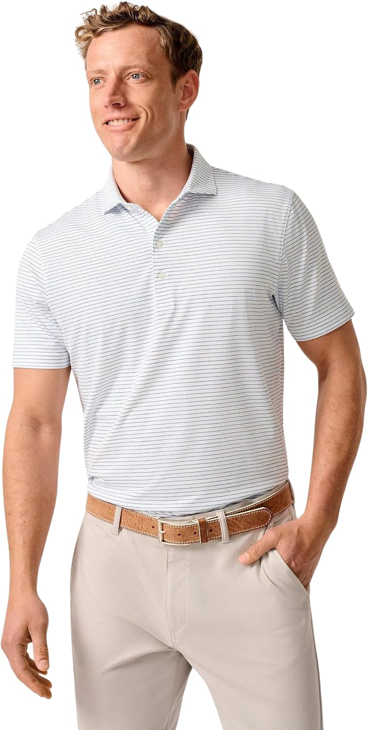 johnnie-O Michael Stripe Polo | Men's Performance Jersey Polo | Striped | Moisture-Wicking | Golf
