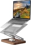 muso wood Laptop Stand for Desk, Laptop Riser with Walnut Storage Base, Adjustable Laptop Stand, Ergonomic Wooden Laptop Ventilated Stand for 10 to 17.3 Inches Notebook PC Computer