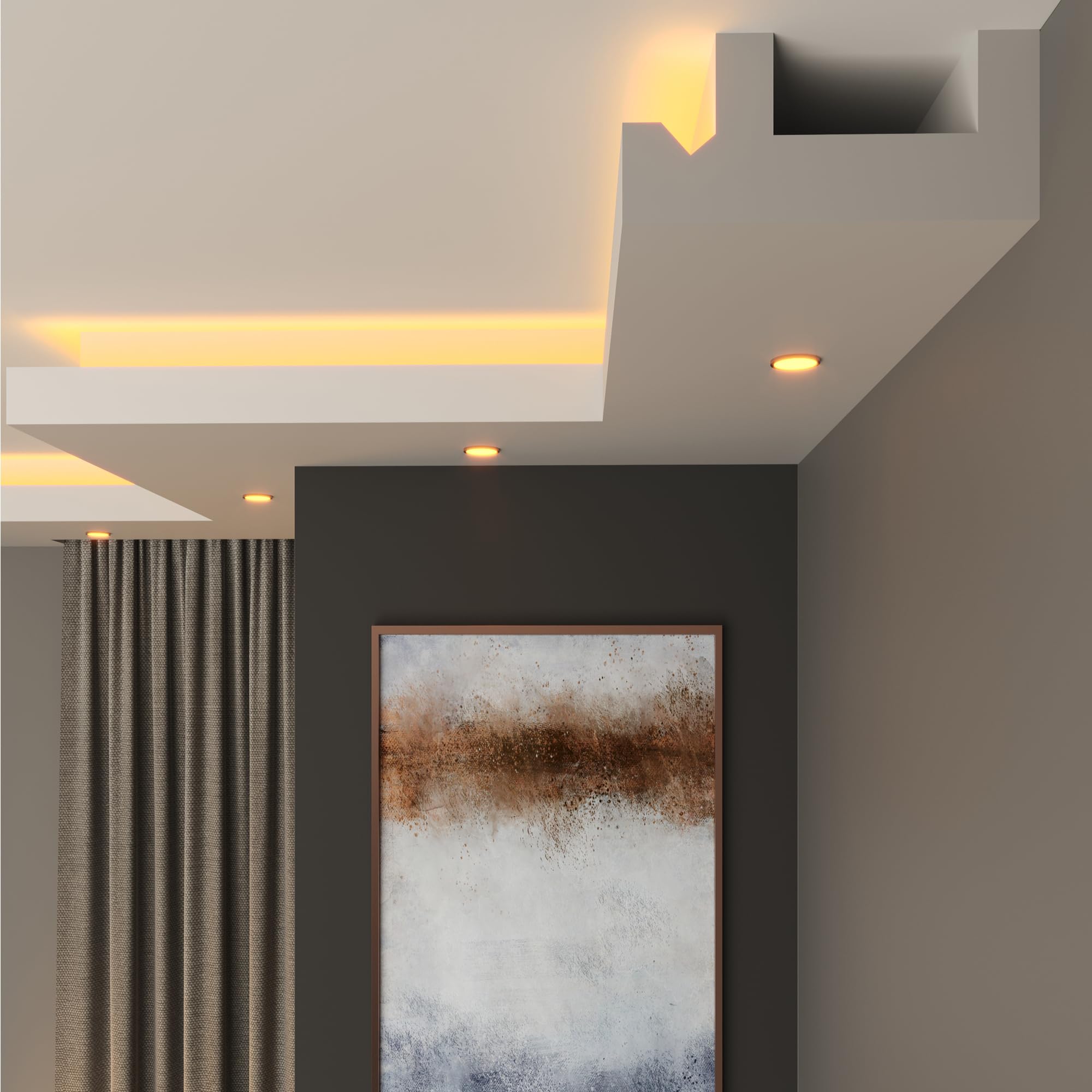 FAST DECOR Premium XPS LED Coving for Ceilings, Lightweight Decorative Cornice Moulding Trim, Paintable Finish, Easy DIY Installation, Cornice Coving, Ceiling Coving (CLS05, ExternalCorner 20cm)