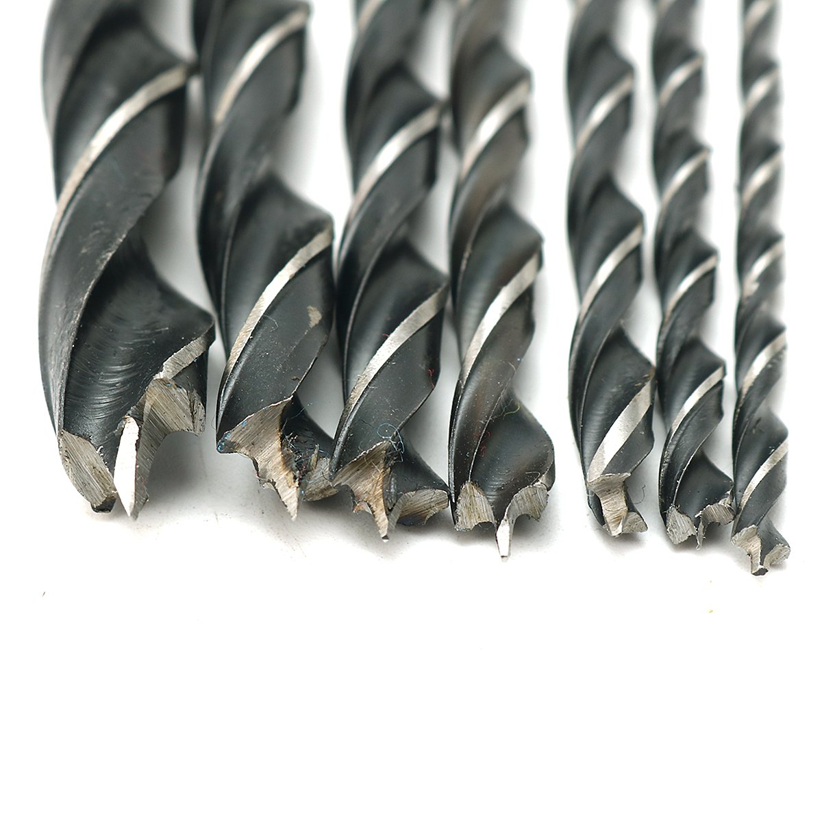7Pcs 300Mm Juego de brocas helicoidales de tres puntos alargadas Brocas para trabajar la madera