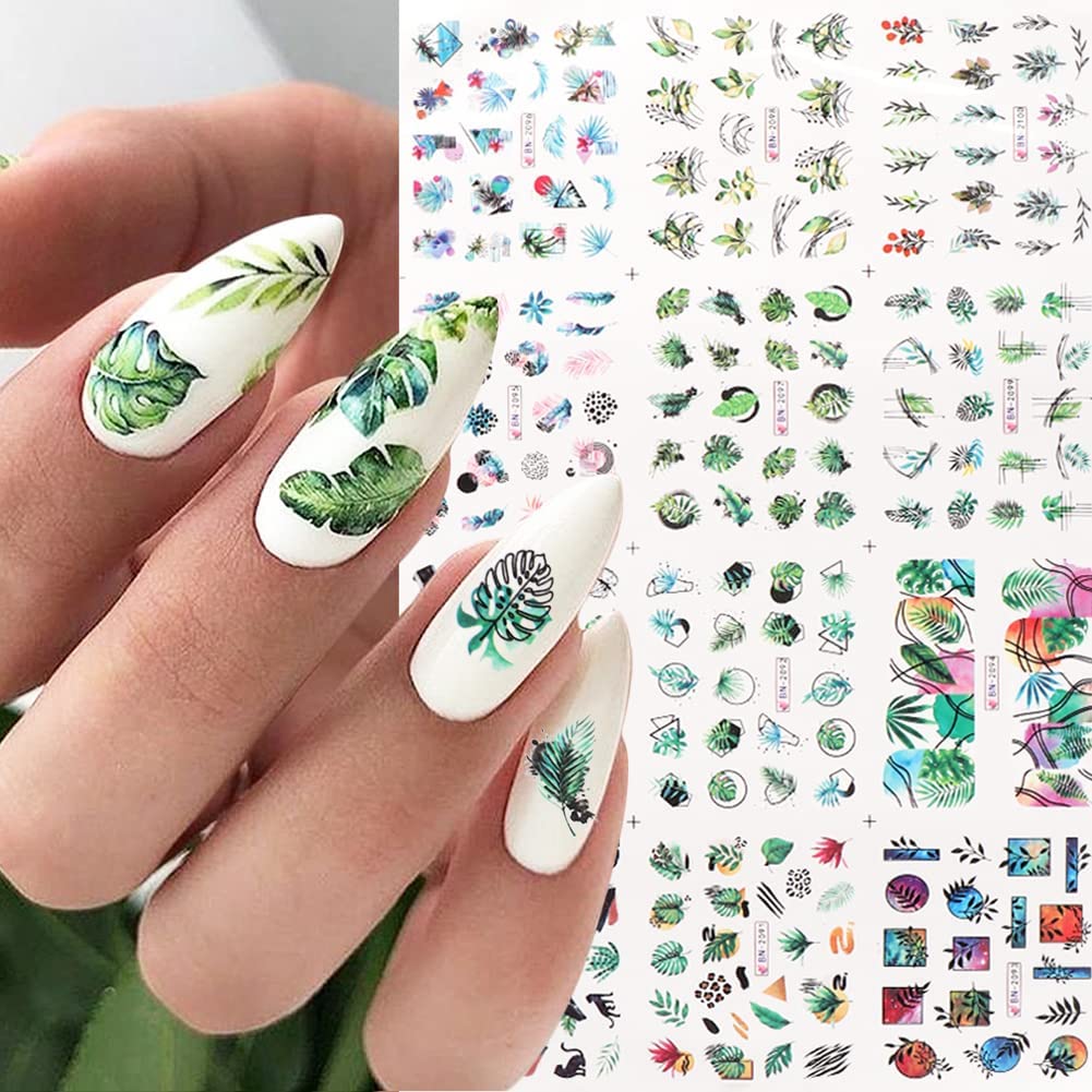 Amazon.com: Leaf Nail Decorations for Nail Art, Spring Nail Art Stickers  Water Transfer Nail Decals 12 Sheets Fresh Summer Green Laurel Leaves Plant  Series Nail Stickers for Women Manicure Tips Decor Designs :