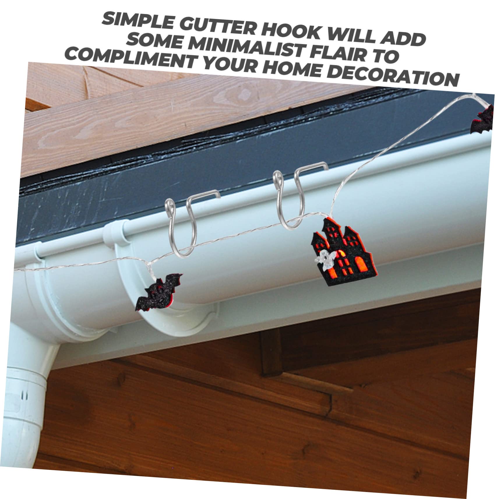 OUNONA 50pcs Metal Light Hooks Rustproof Gutter Hangers for Outdoor Christmas Lights