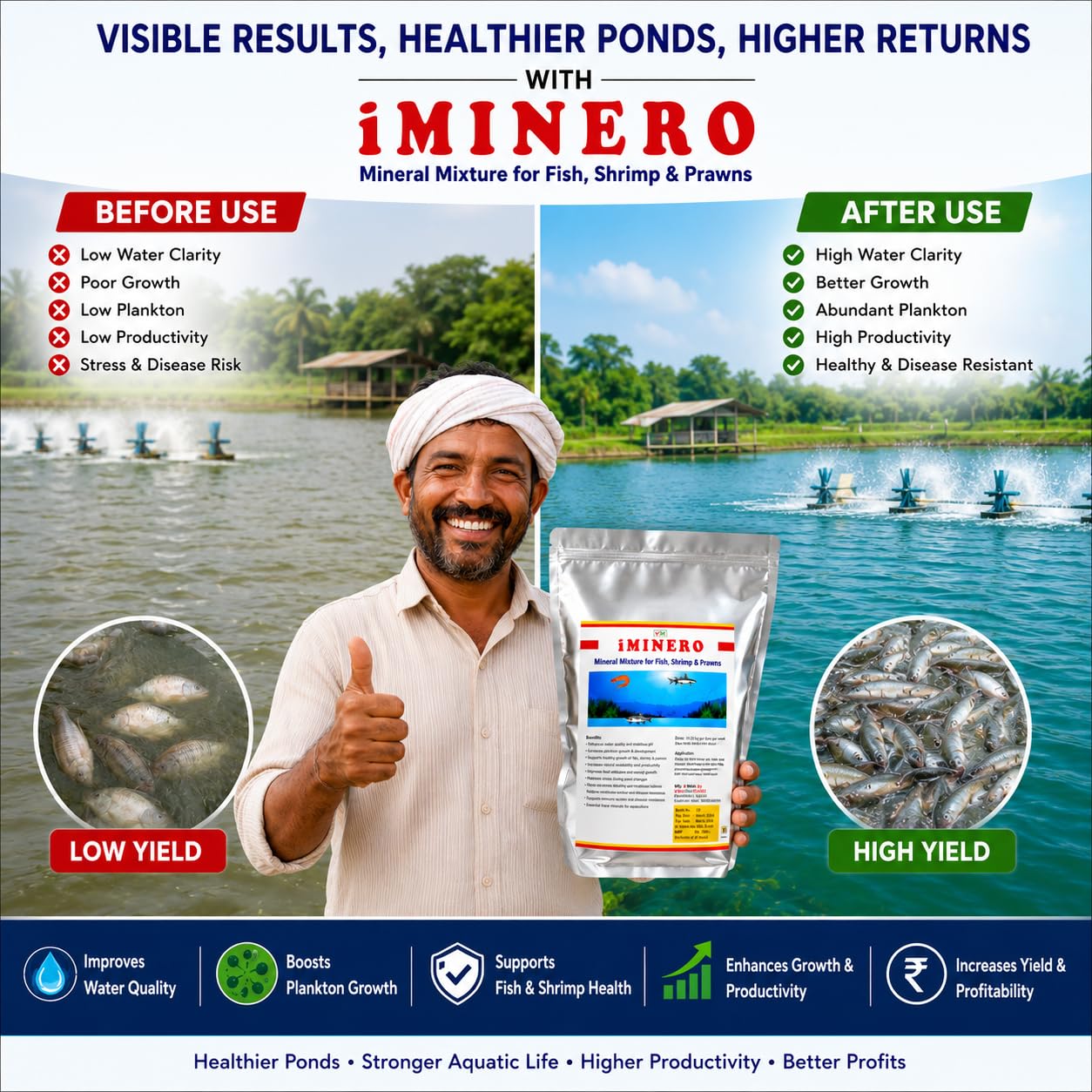 Vmcropcare iMinero Mineral Mixture Powder – 5kg | Growth Booster Supplements for Fish, Shrimps & Prawns | Essential Aquaculture Minerals for Fish Farming — Amazon image 7
