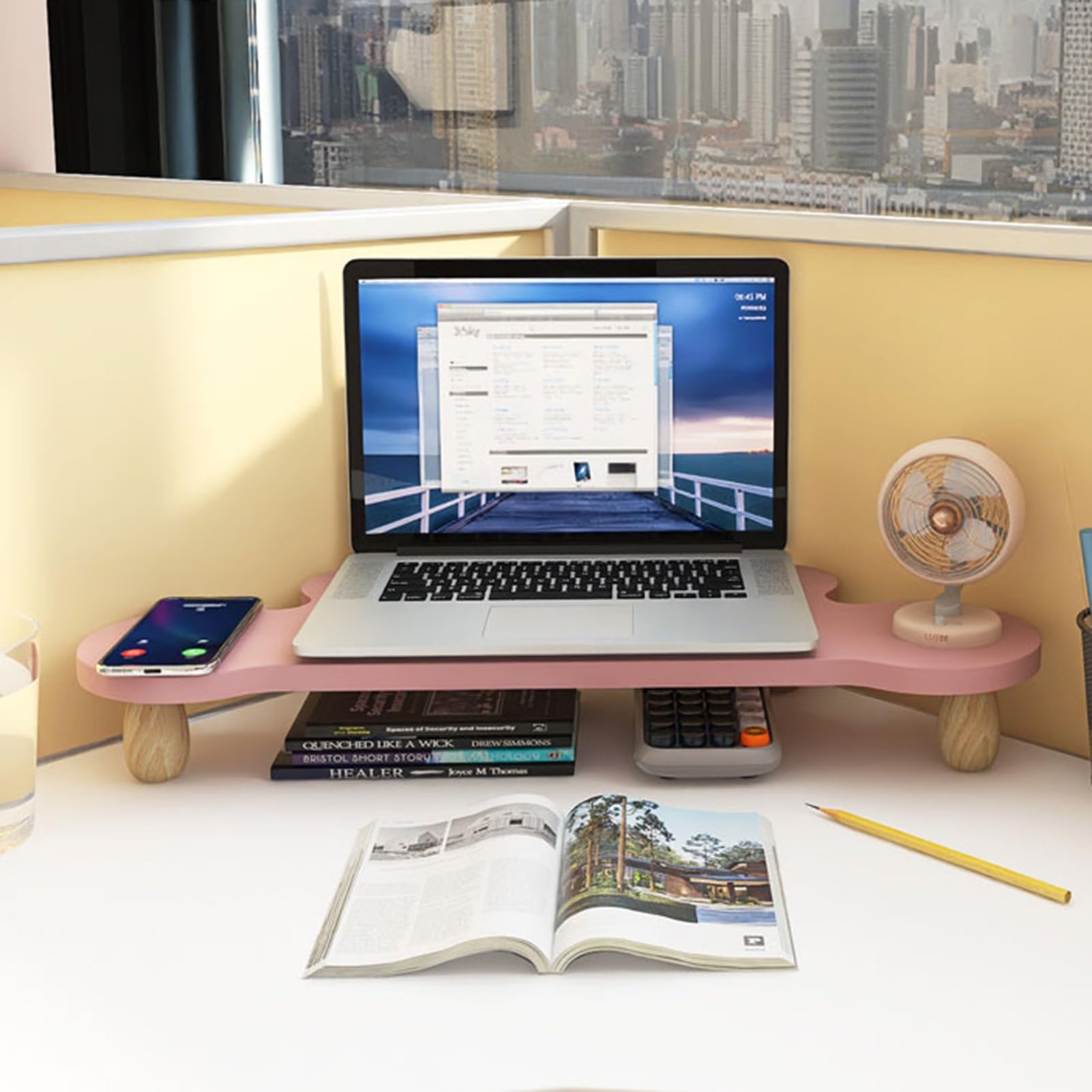 Support de moniteur d'angle et rehausseur d'écran pour bureau d'angle et PC portable