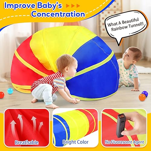 Miniatura 4 de Túnel de juego para niños pequeños, tienda de campaña desplegable para bebés, niños o perros con 2 lados de malla, juguetes de túnel para niños o