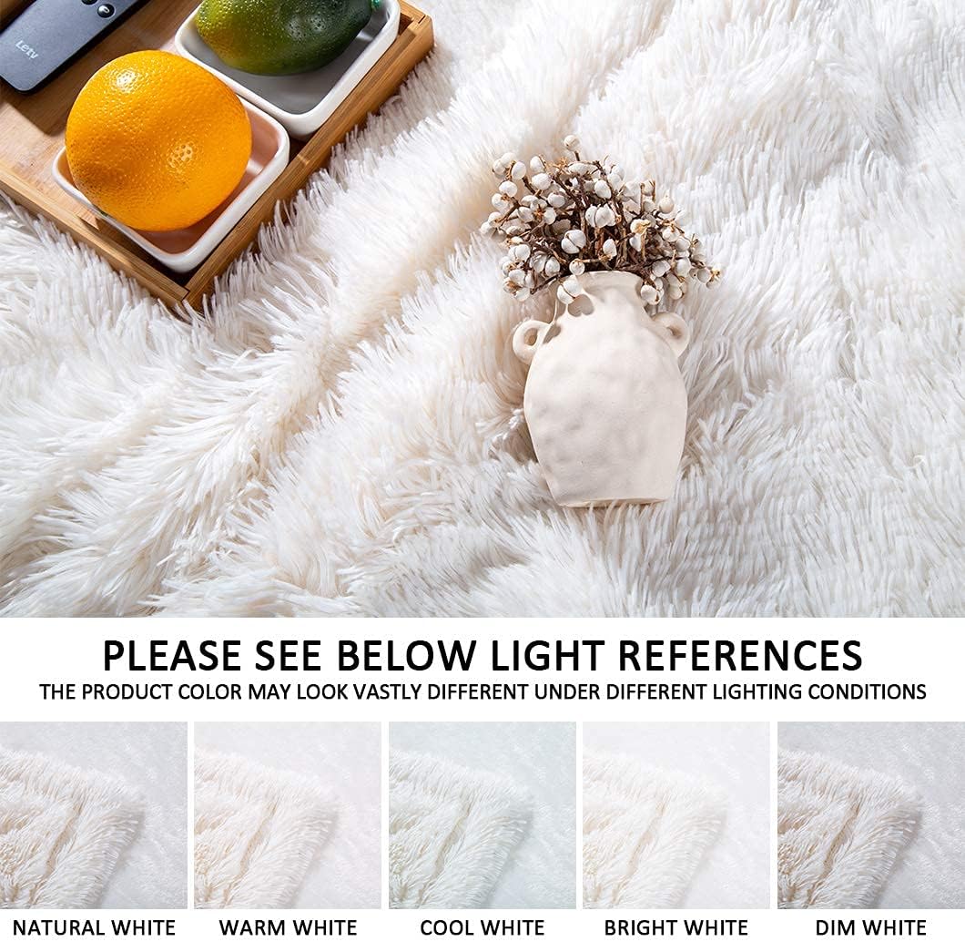 YUSOKI Long Faux Fur Twin Size Blanket,2 Layers,3.4lb for Bed Couch Home Décor Gifts Women (Cream White,60" x 80") - Image 7