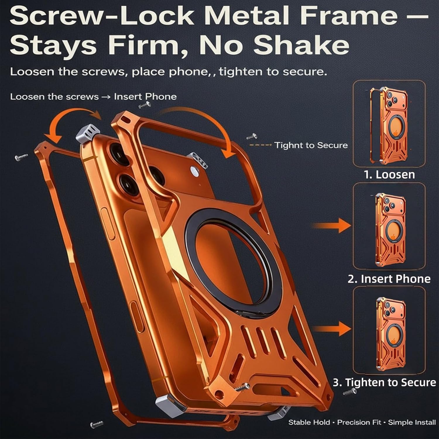 Magnetic Metal Bumper Case for iPhone 17 Pro / 17 Pro Max, Aerospace Aluminum Frame with 360° Rotating Ring Stand, Hollow Heat-Dissipating Design, Shockproof Protection(Blue,17 Pro Max)