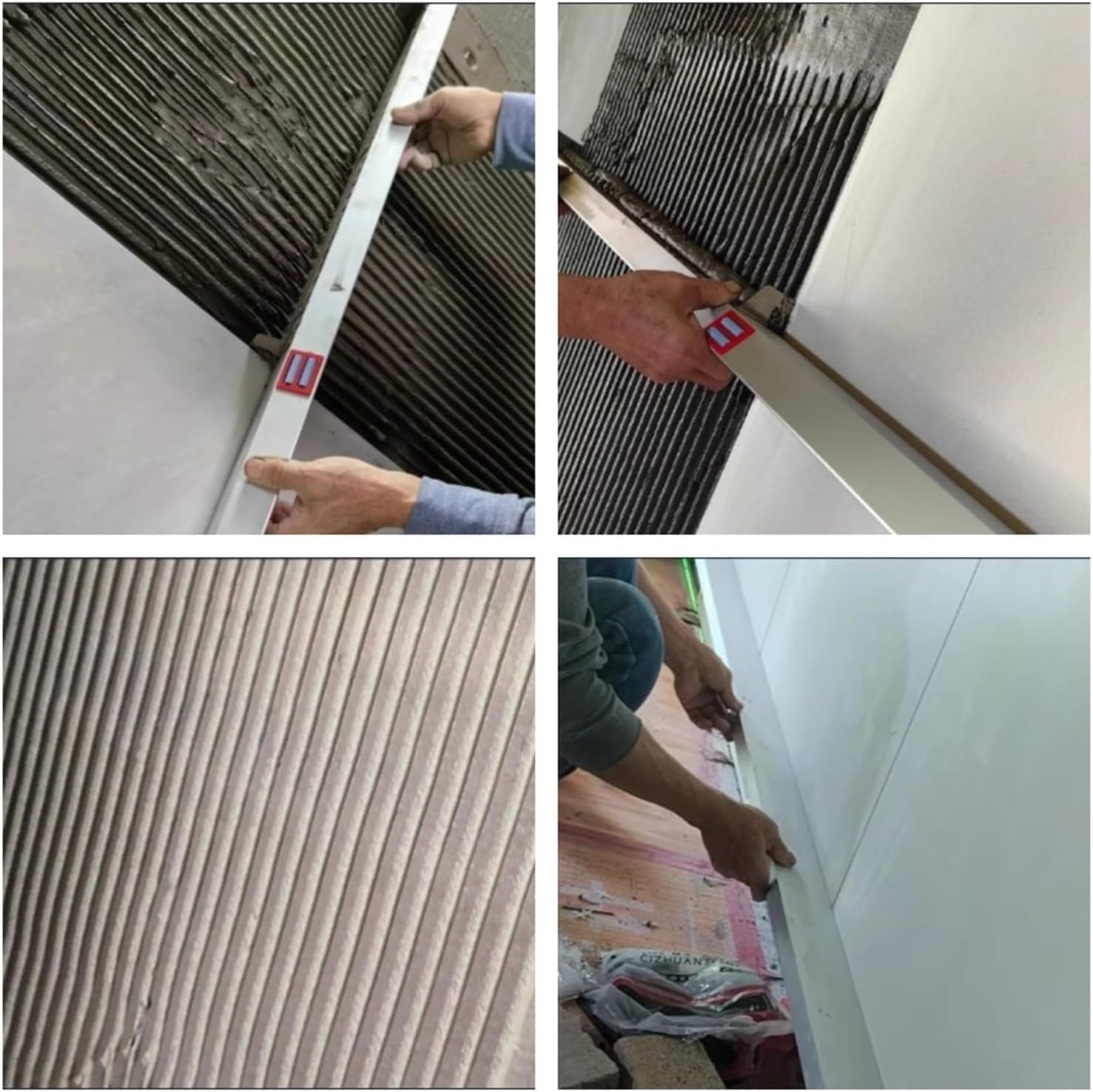 Outil De Pavage De Carrelage De Nivellement De Plat-épandeur D'adhésif De Carrelage De Truelle À Encoche Carrée For Le Travail De Carrelage De Maçonnerie(75cm/29.53in)