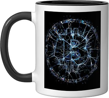 Bitcoin Crypto Decentralized Wallet Trading Mining Currency Ceramic Mug, Black/White