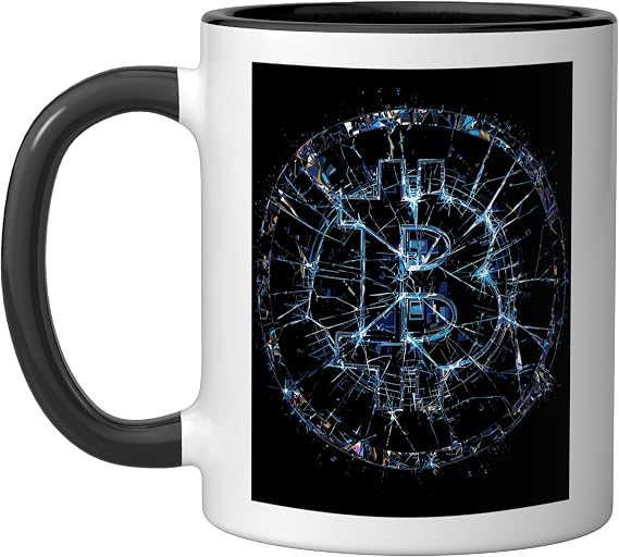 Bitcoin Crypto Decentralized Wallet Trading Mining Currency Ceramic Mug, Black/White