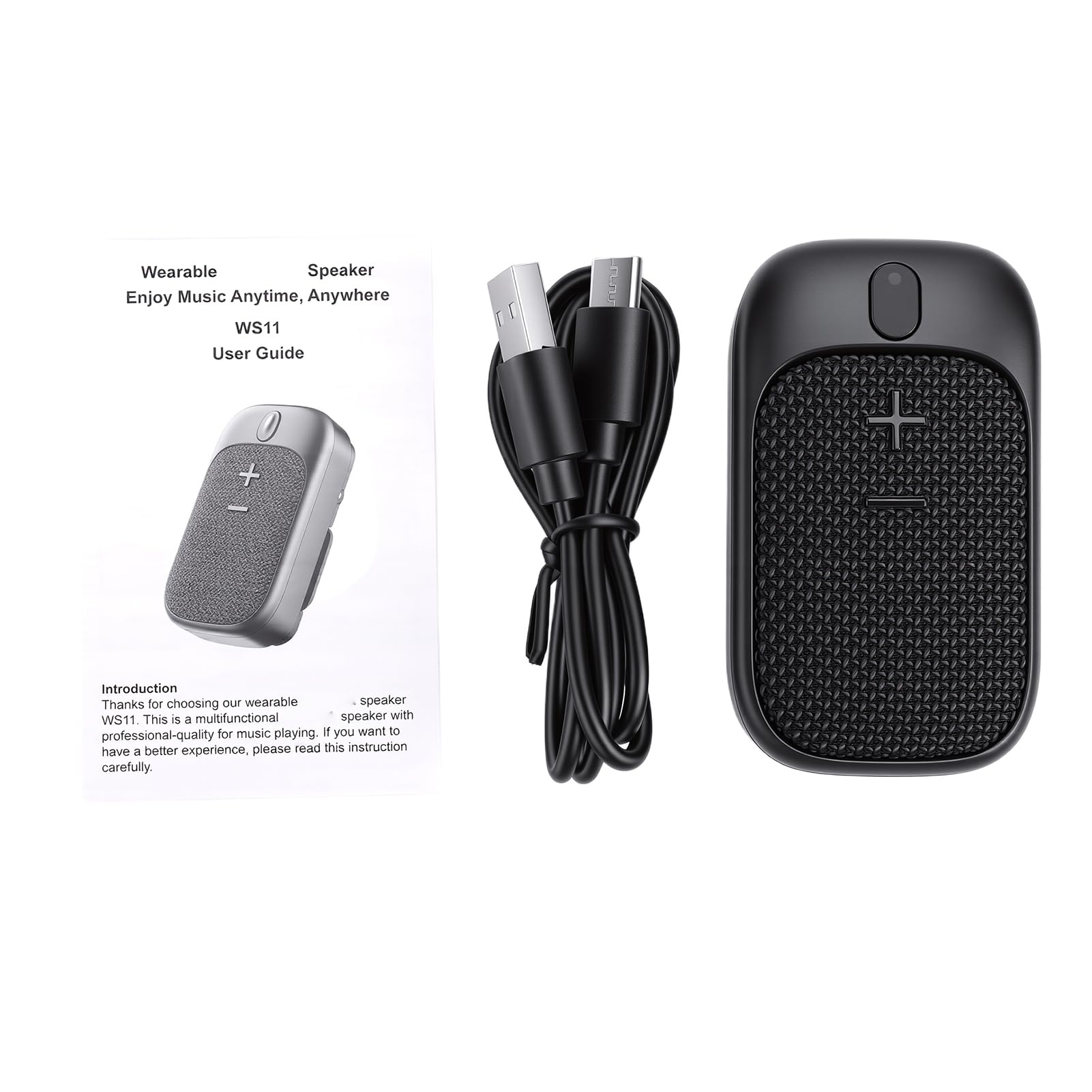 PUSOKEI Altoparlante Bluetooth Indossabile, Piccolo Altoparlante Personale Portatile con Clip con Magnetico, Impermeabile IP65, Microfono Integrato, Chiamate in Vivavoce