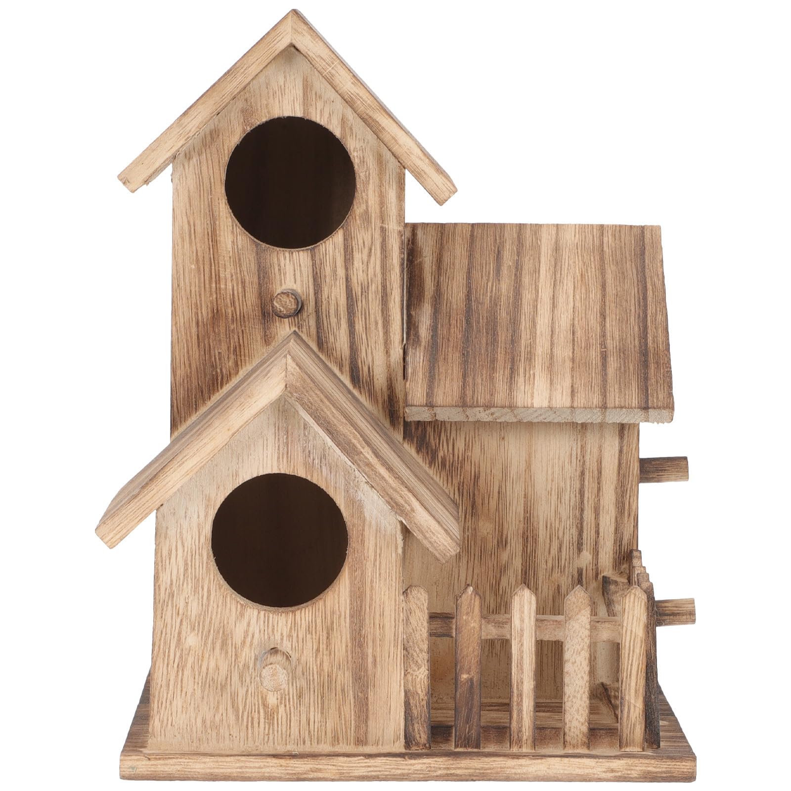 TOGEVAL Wooden Parakeet Nesting Cottage Bird House Hanging Garden Bird Feeder Breeding Hideout Rustic Outdoor Nesting Box for