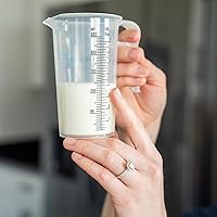Vista 7 de Jarra de medición de 1 taza de 8 onzas con práctica tabla de conversión – Grado alimenticio – Ideal para cocinar, aficiones en el hogar, acuarios