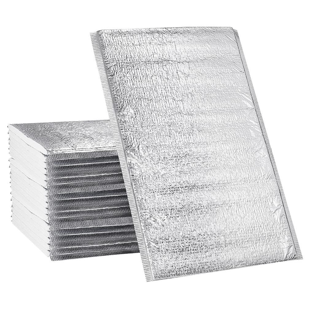INOOMP Isolierbeutel aus Aluminiumfolie, Lebensmittelaufbewahrung, Thermo-Kühlbeutel, wiederverwendbar, Vakuumbeutel, offene Oberseite, 25 Stück