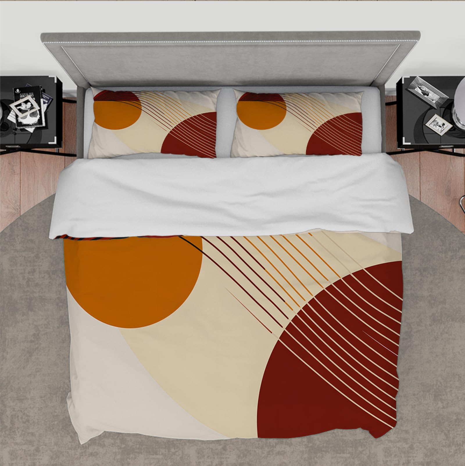 Mid-Century nowoczesny minimalistyczny abstrakcyjny styl poszwa na kołdrę Japandi miękki oddychający zestaw pościeli z mikrofibry z zamkiem błyskawicznym 155x200cm