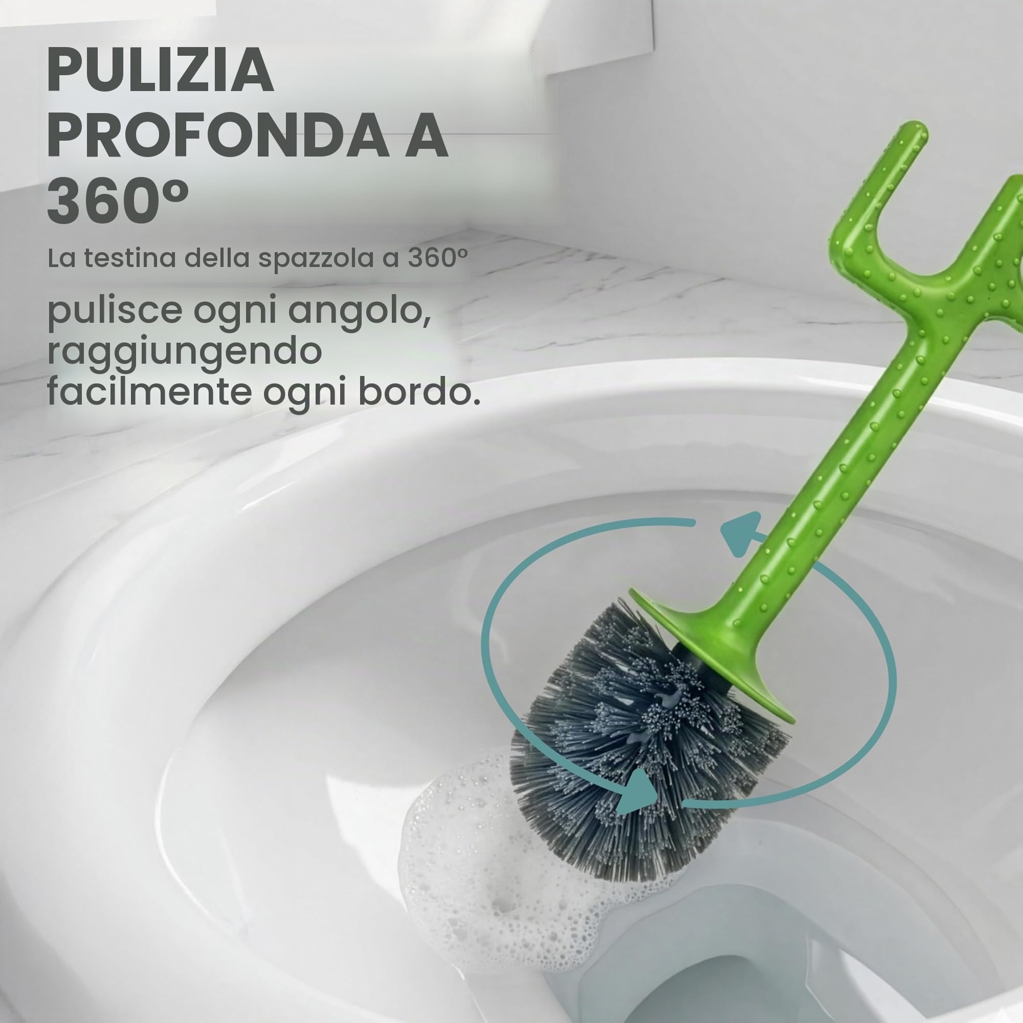 Vigar Set scopino per WC a forma di cactus, spazzola ecologica per la pulizia con manico a forma di cactus, base per vaso con piattino