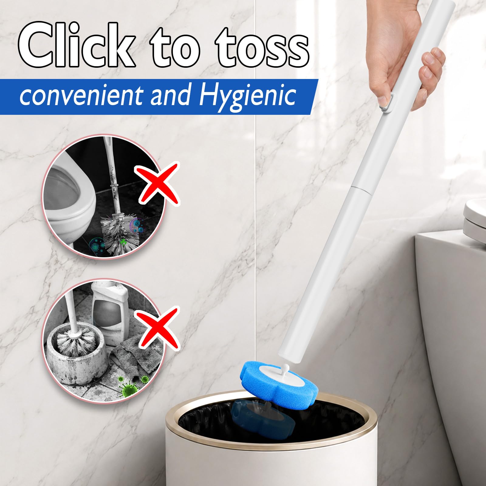 Disposable Toilet Brush-48 Refills-Touch-Free Toilet Cleaner Wand