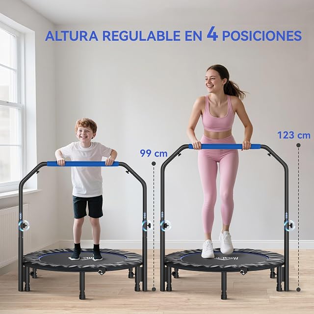Foto 3 de 8 de HOMCOM Trampolín de Fitness Adultos Ø114 cm Plegable Azul y Negro