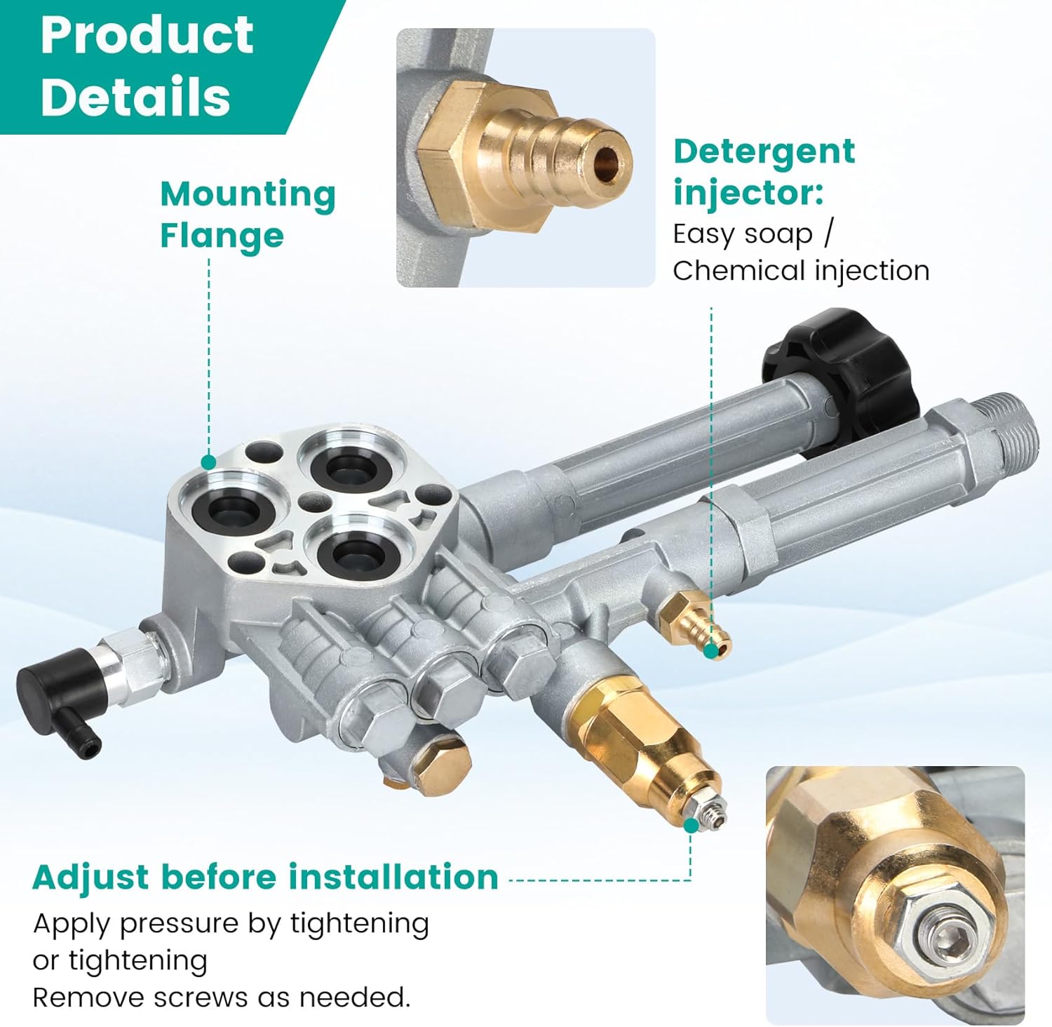 Pressure Washer Pump Head Assembly AR42518,Compatible with Troy Bilt SRMW Pumps SRMW2.2G26/RMW2.2G24,RMW2G20 RMW2G23B RMW2.2G20D SRMW2.2G26 RMW2G24 RMW2G25，Pressure Washer Pump Head AR43061 AR42940
