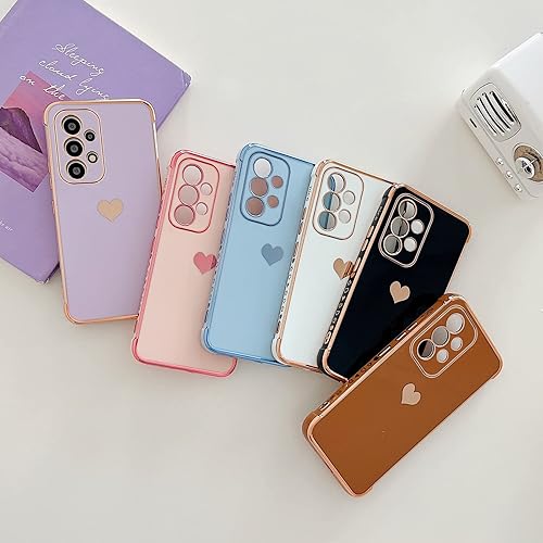 Miniatura 6 de phylla Funda para teléfono Samsung Galaxy A53 0.18 oz con protección para cámara, funda de lujo con borde chapado en corazón, silicona suave a