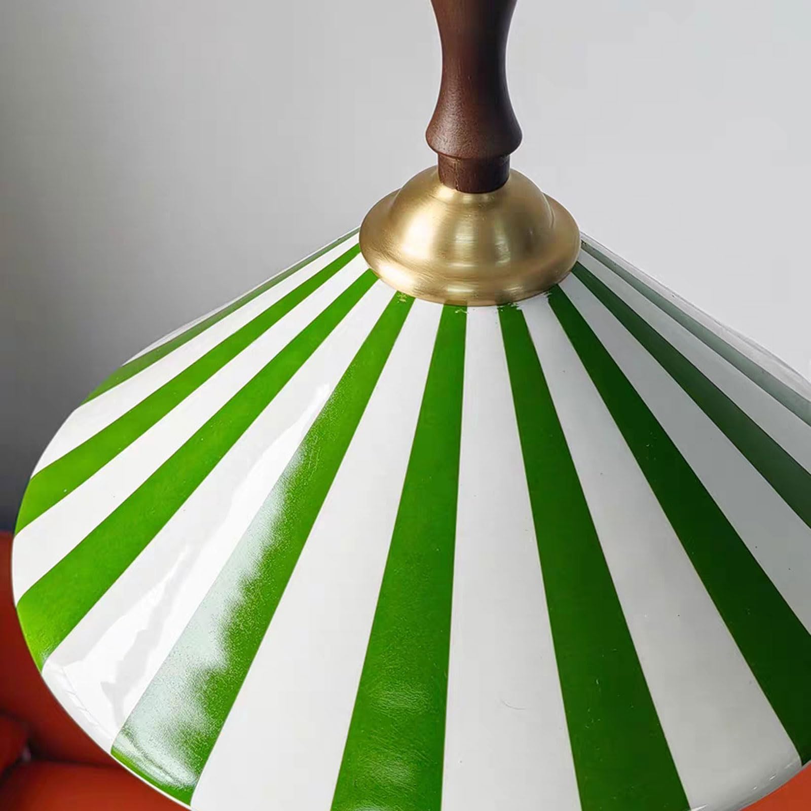 30cm Vintage Keramik Pendelleuchte mit Streifen E27 Fassung Holzbase Höhenverstellbar Moderne Hängelampe für Wohnzimmer Schlafzimmer Küche Esszimmer Café (Grün)
