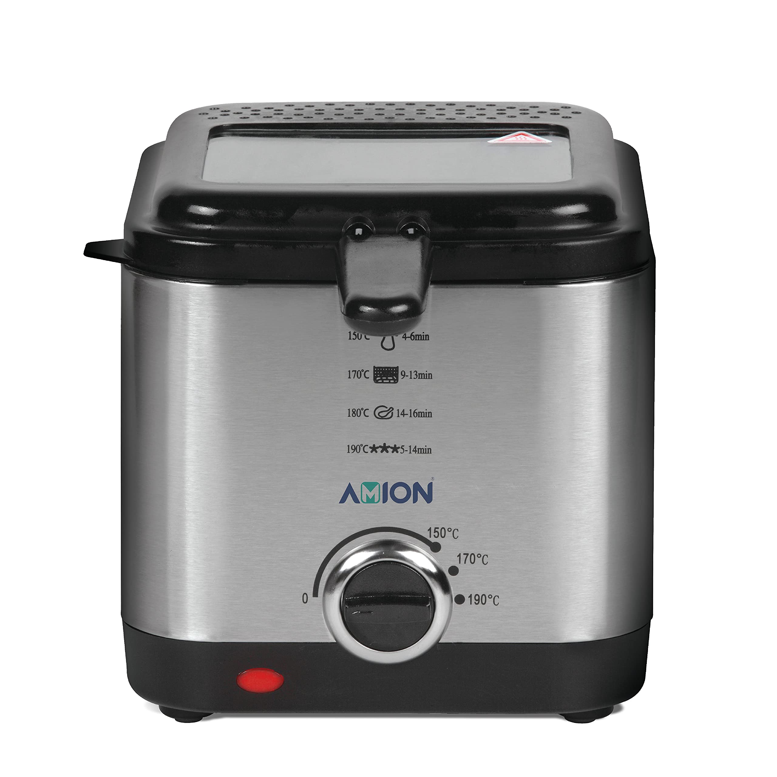 AMION Electric Deep Fryer Cool Touch Sides Easy to Clean Nonstick Basket Black (1.5L)