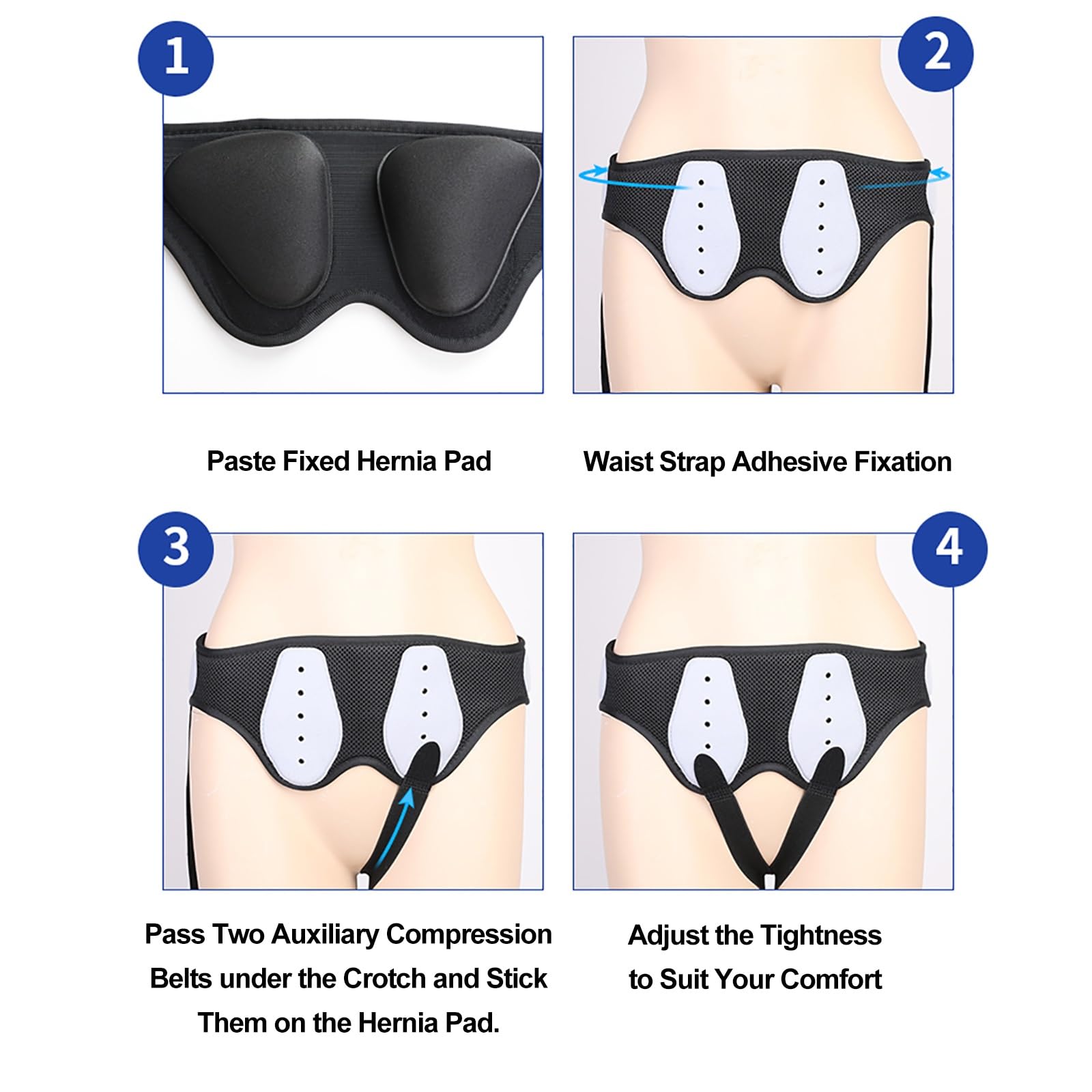2 Cinturon Hernia Inguinal Bilateral, Doble o Simple, Braguero Hernia Inguinal Hombre y Mujer Faja con Braguero y 2 Almohadillas de Compresión Extraíbles(Medium)