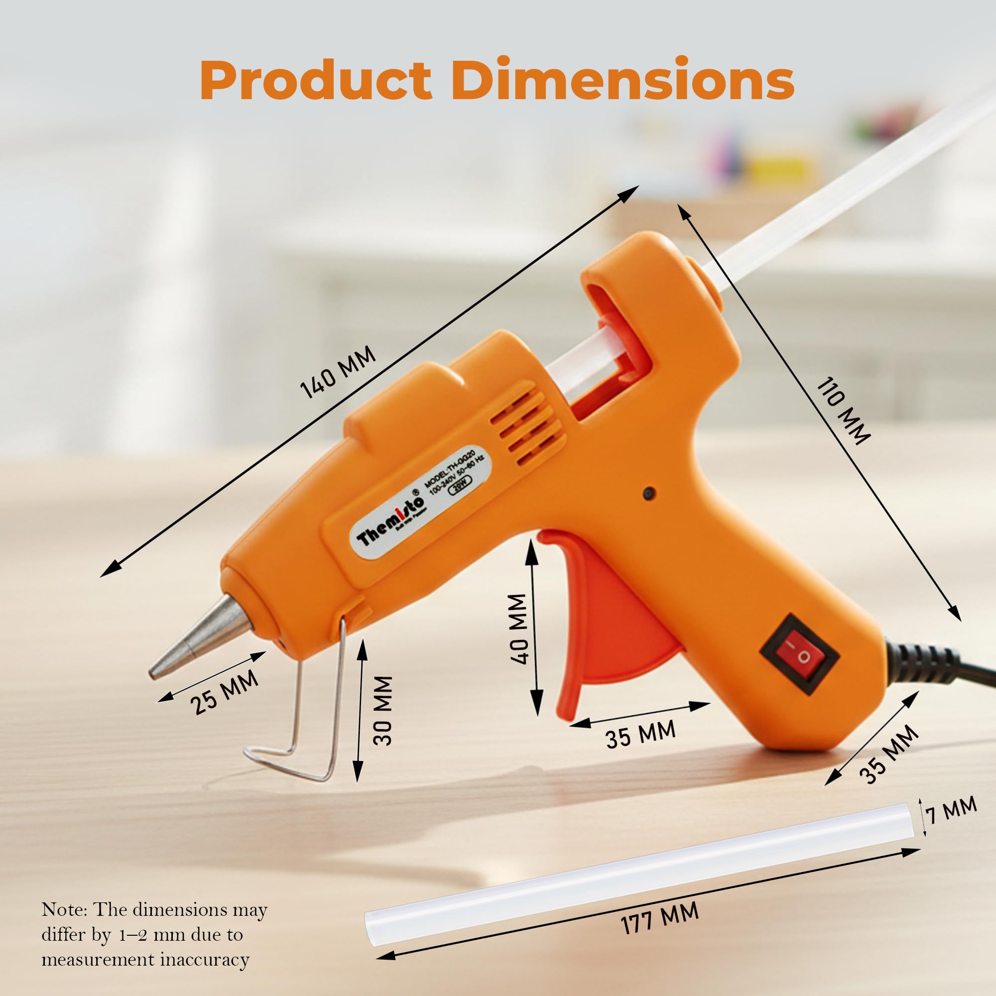 Themisto 20 Watt Mini Hot Melt Glue Gun with 10 Glue Sticks For DIY Art And Crafts. 4