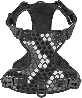 No Pull Dog Harness for Small Dogs Easy Walk Dog Vest Adjustable Collars Harnesses & Leashes Set Breathable Oxford Outdoor Walking Safety Reflective Strip Texture Snake Skin Prints