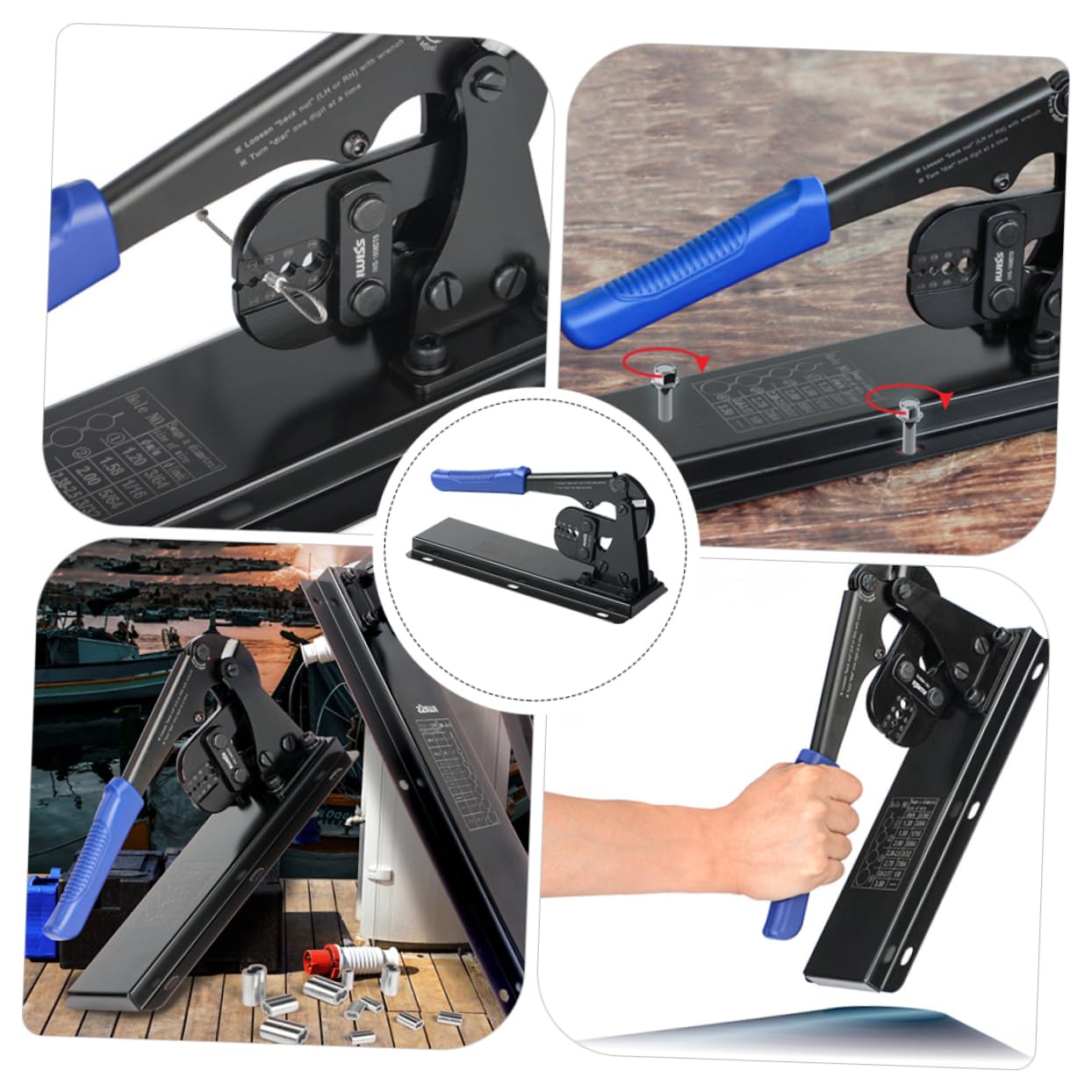 Alicates de Crimpeado de 8 Formas de Acero al Carbono para Cables | Funda de Aluminio, para Cable Line y Dog Leashes, Prensado de Manga Cobre o Aluminio