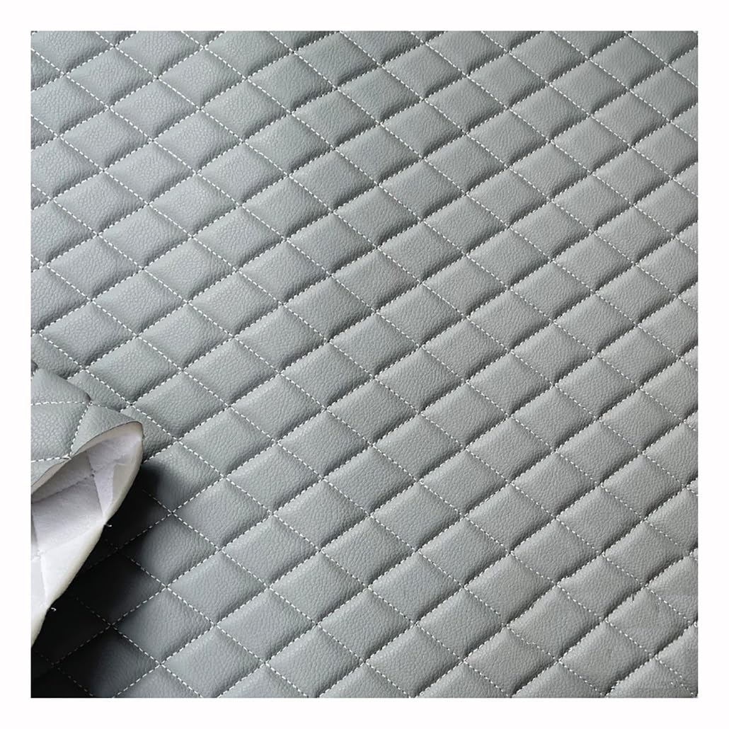 JNTFNE Faux Leather Fabric Quilted Diamond Stitch Padded Cushion Linen Wadding Interior Vehicle Upholstery Black(Gray,1.6X1m)