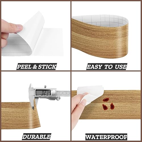Miniatura 3 de Decotalk Papel tapiz de madera para despegar y pegar, con borde de madera clara, extraíble, 3 x 236 pulgadas, borde de papel tapiz para cocina,