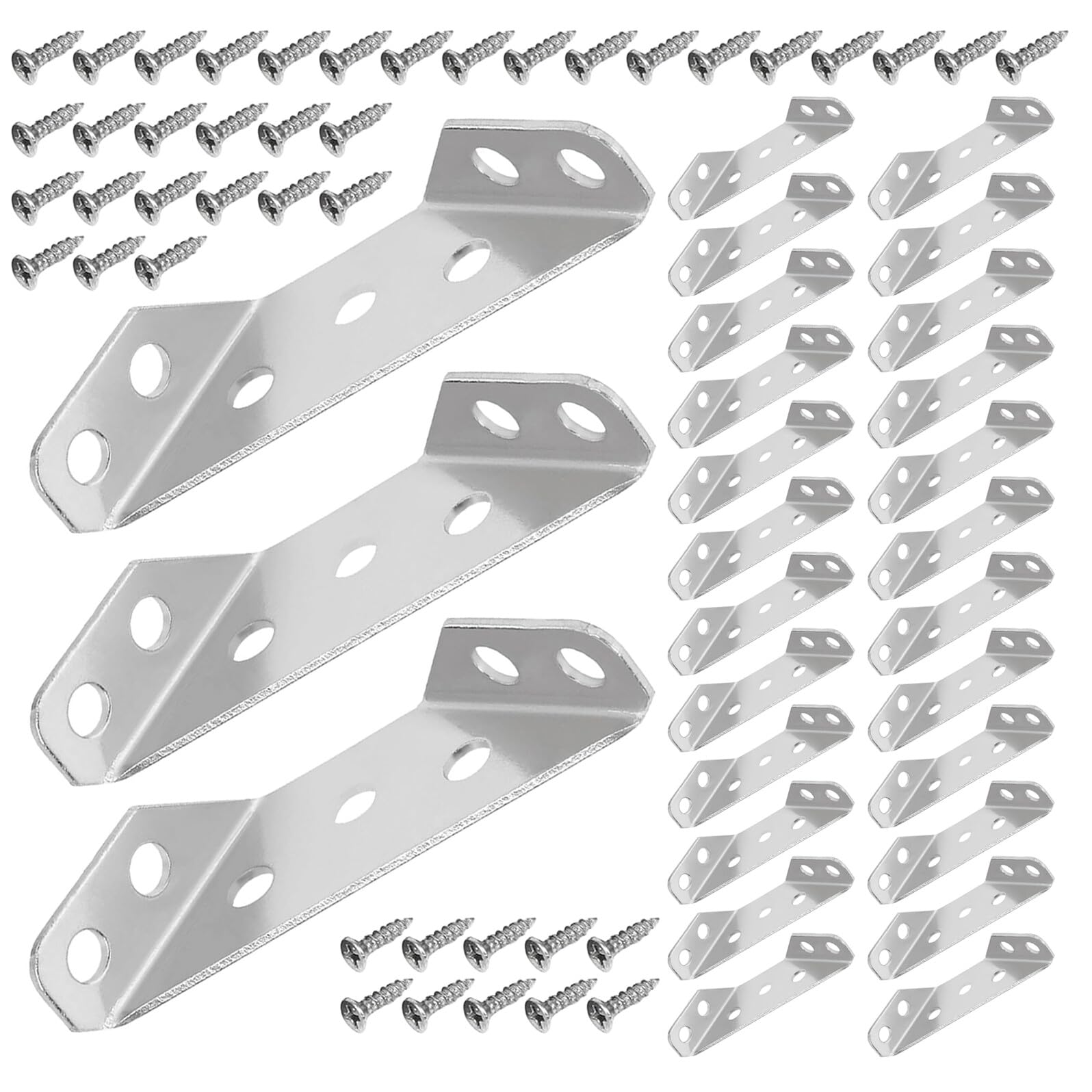 48 Sets Teiliges Edelstahl Eckwinkel Schrauben Multifunktionale Möbelwinkel für Tisch Regal Schrank Korrosionsbeständig Kindersicher Vielseitig Einsetzbar für Küche und Bad