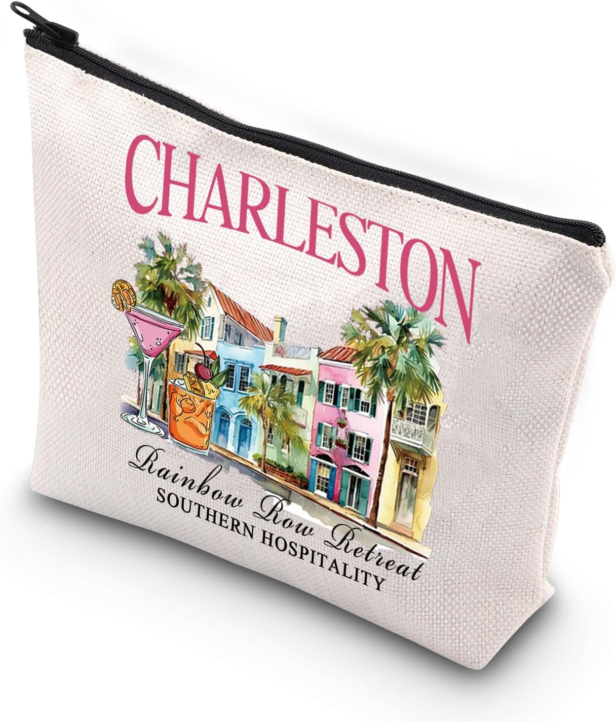 JNIAP Charleston Makeup Bag Charleston Vacation Gifts Charleston Rainbow Row Gifts Charleston Bachelorette Trip Gifts (CHARLESTON mb)