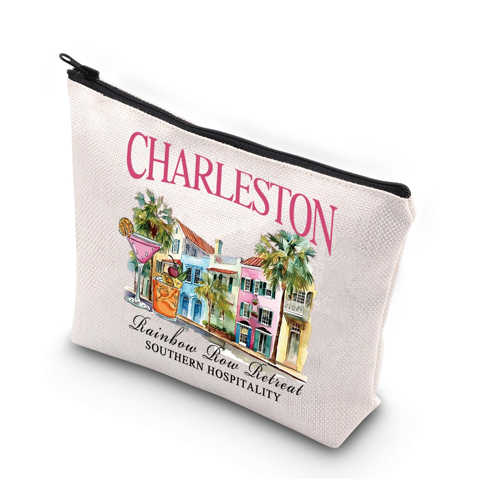 JNIAP Charleston Makeup Bag Charleston Vacation Gifts Charleston Rainbow Row Gifts Charleston Bachelorette Trip Gifts (CHARLESTON mb)