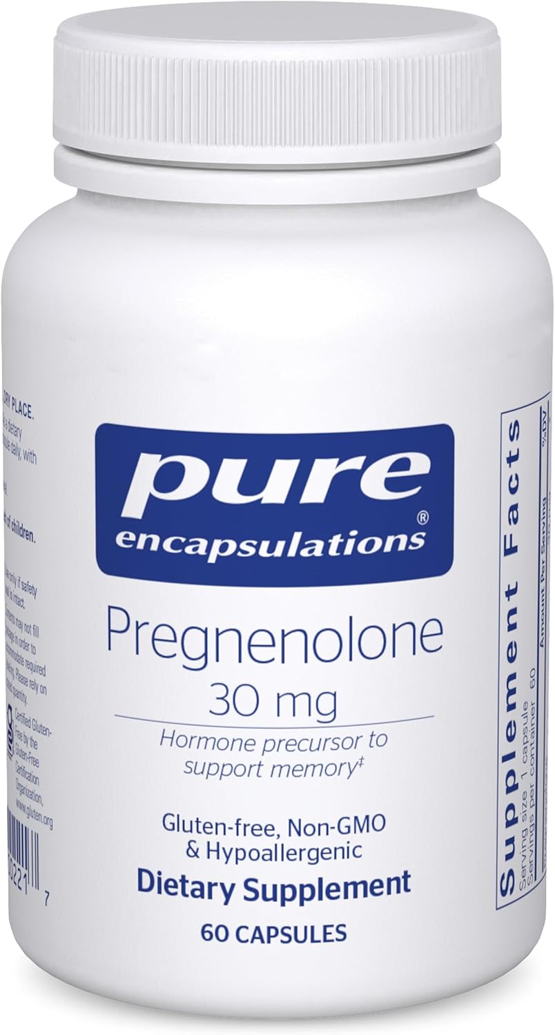 Pure Encapsulations Pregnenolone - 30 mg - Hormone Support - Memory Support & Brain Supplement - Gluten Free & Vegan - 180 Capsules