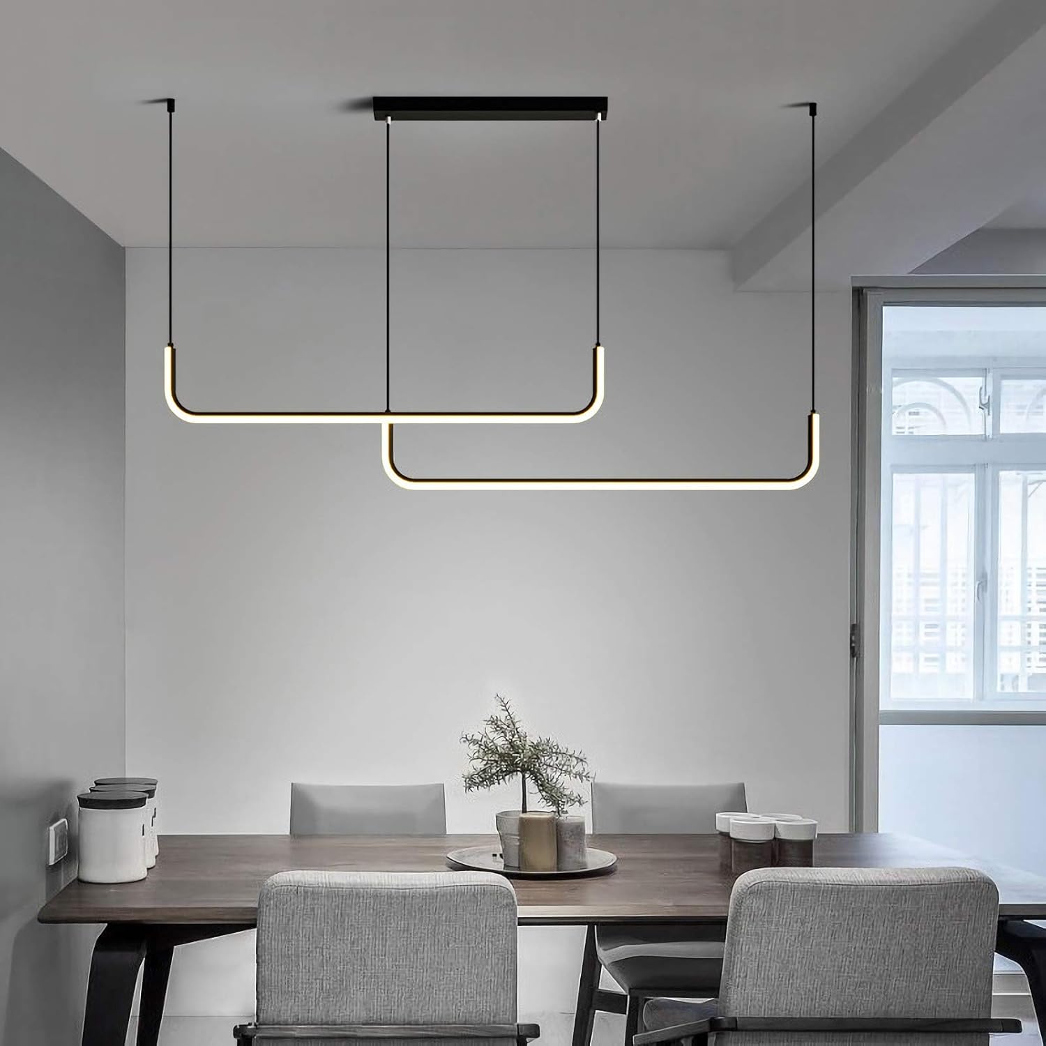 Ceiling Lights - Nordic Modern Simple Chandelier Light Fixture with White Translucent Silicone lampshade and Hardware Paint Body,Perfect for Living Room, Bedroom, Study Room and Office