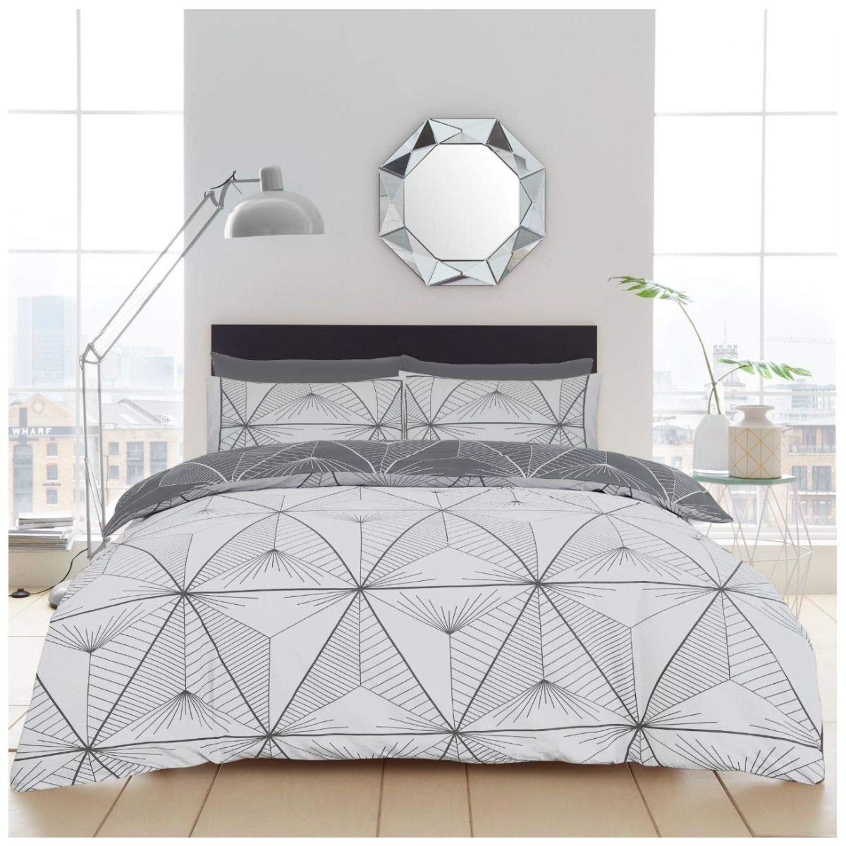GC GAVENO CAVAILIA Premium Zander Duvet Cover, Reversible Cosy Quilt Bedding Set, Luxury Quality, Grey, Super-king, Polycotton