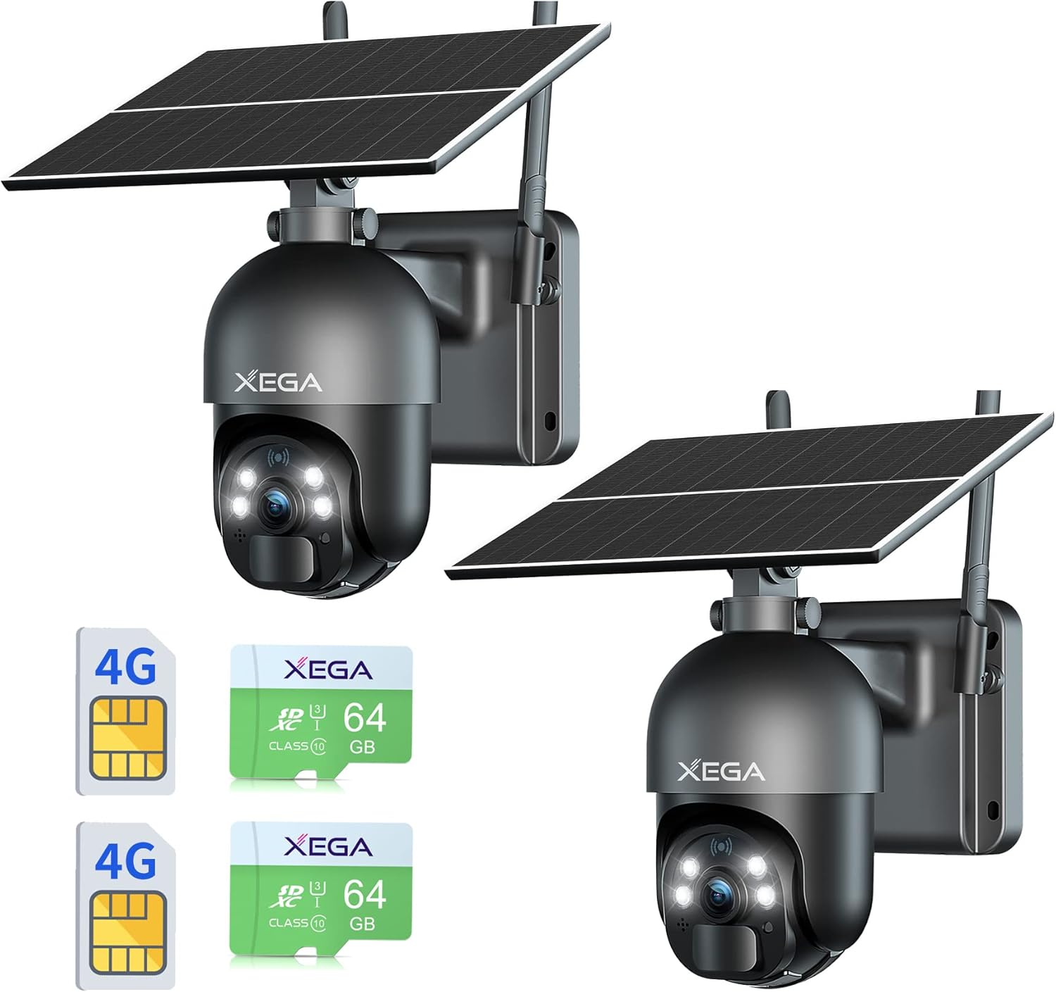 Xega 4G LTE Cellular Security Camera [2 Pack] Outdoor