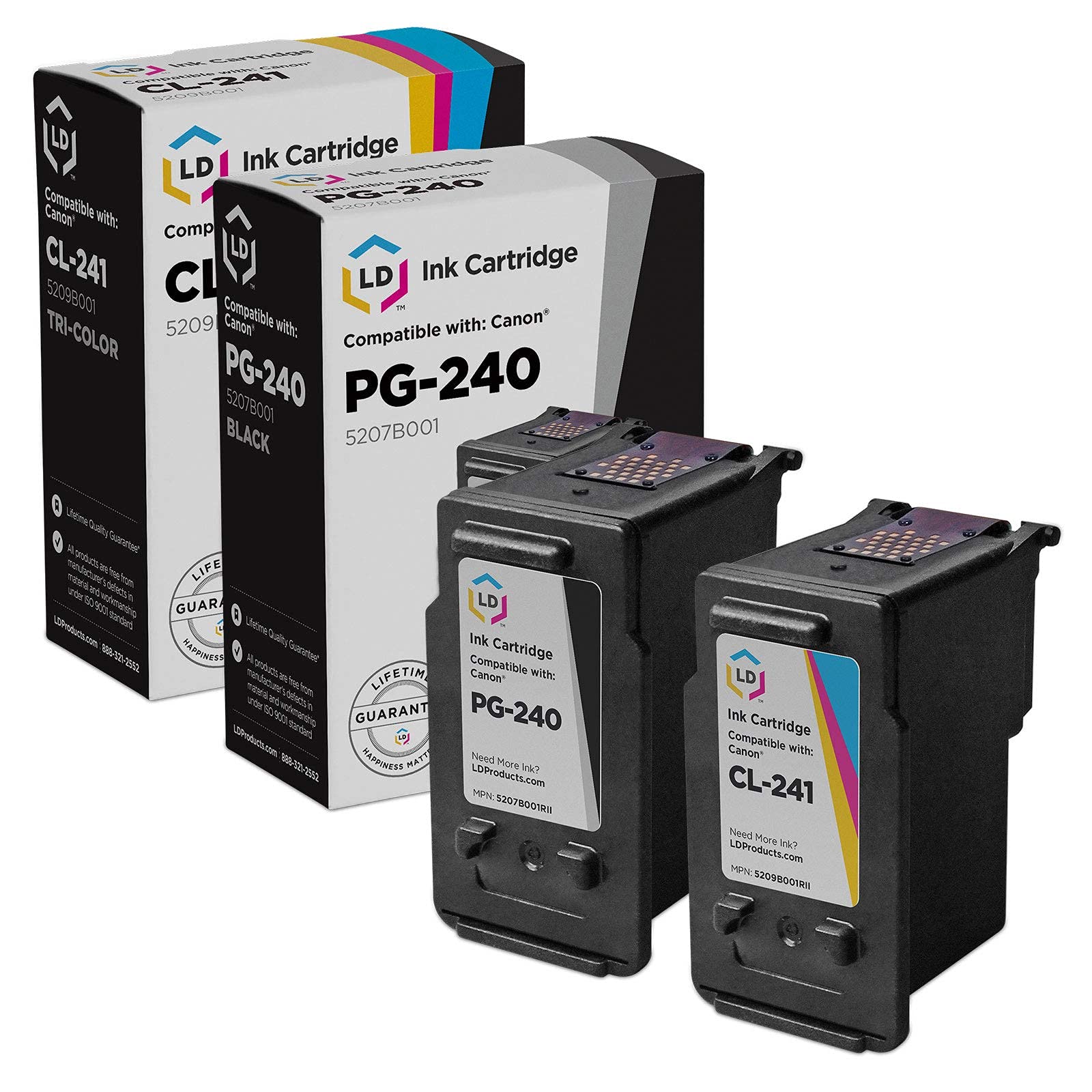 LD Products Remanufactured Ink Cartridge Replacements for Canon PG-240 & CL-241 (Black, Color, 2 Pack) Compatible with Canon PIXMA MG2120 MG3222