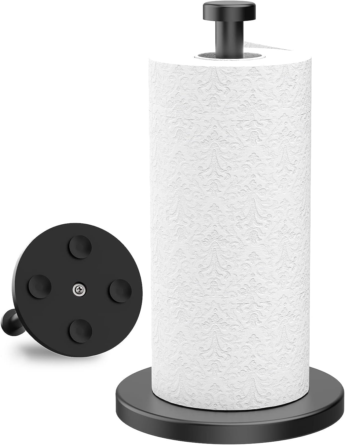 Porte-serviettes en papier noir VEHHE avec base lestée et ventouses de fixation