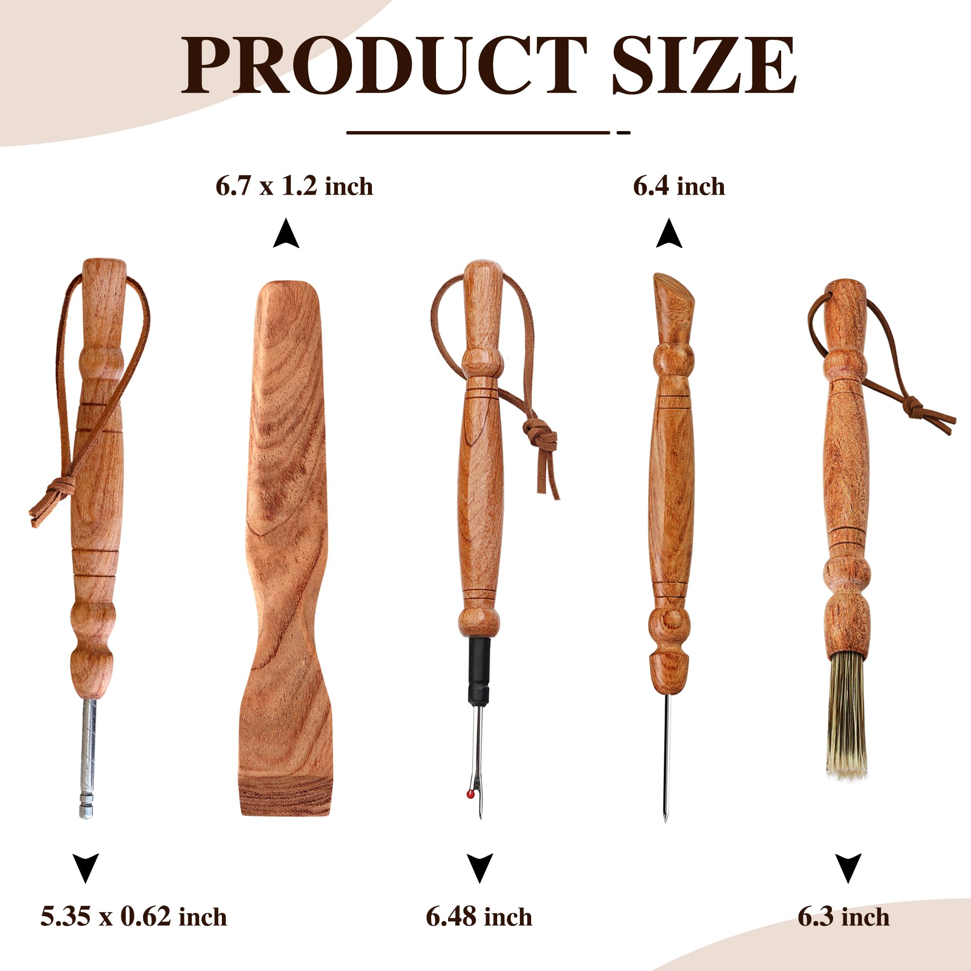 SAVINA Set 5 Holz-Nähwerkzeug – Nahttrenner, Nahtpresse, Stiletto, Basting Pin Tool, Reinigungsbürste – Premium-Hartholzgriffe für Quilten & Handnähen