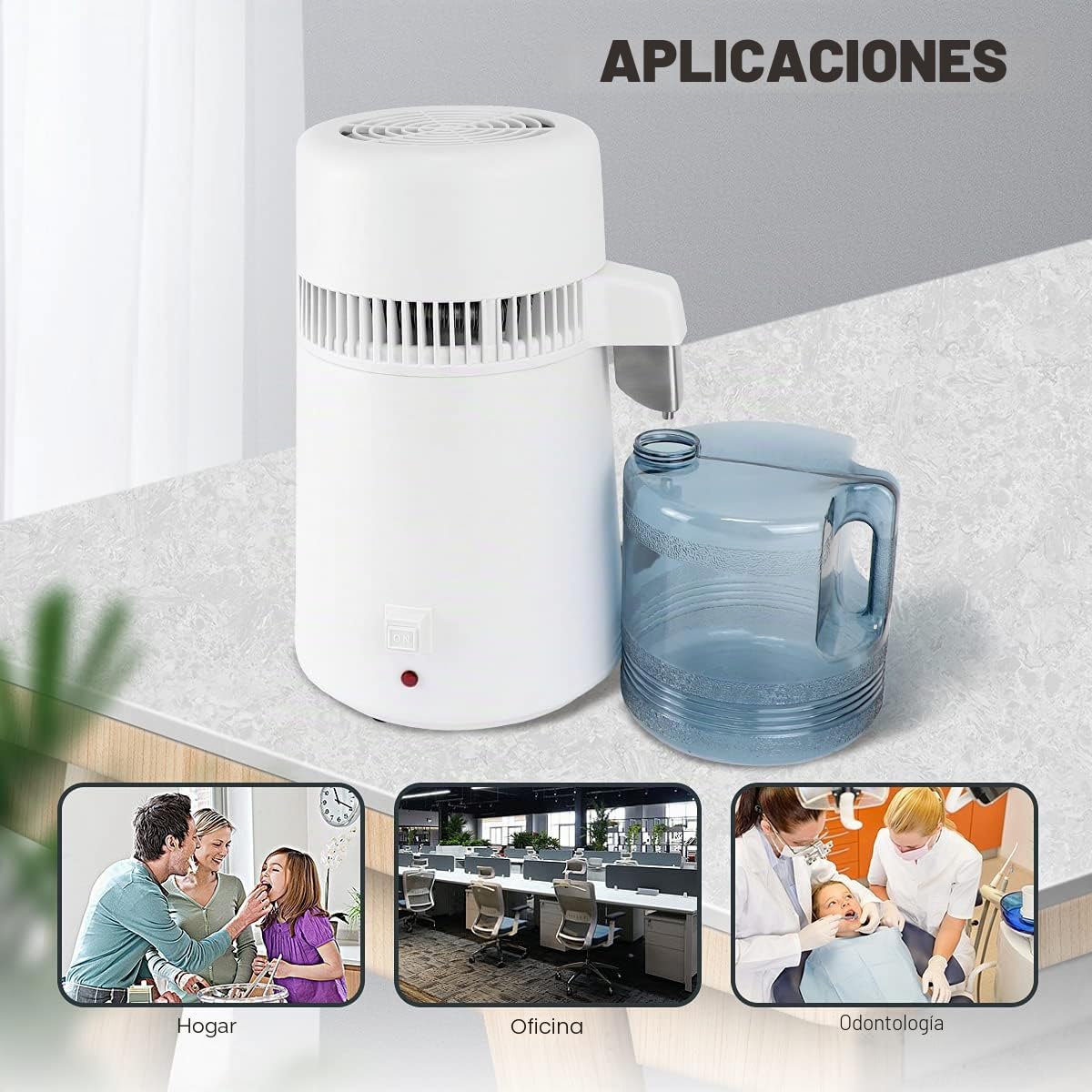 Destilador de Agua 4L 750W | Purificador de Agua, con Botella de Colección, Profesional Máquina Destilación de Agua Puro para Uso Doméstico