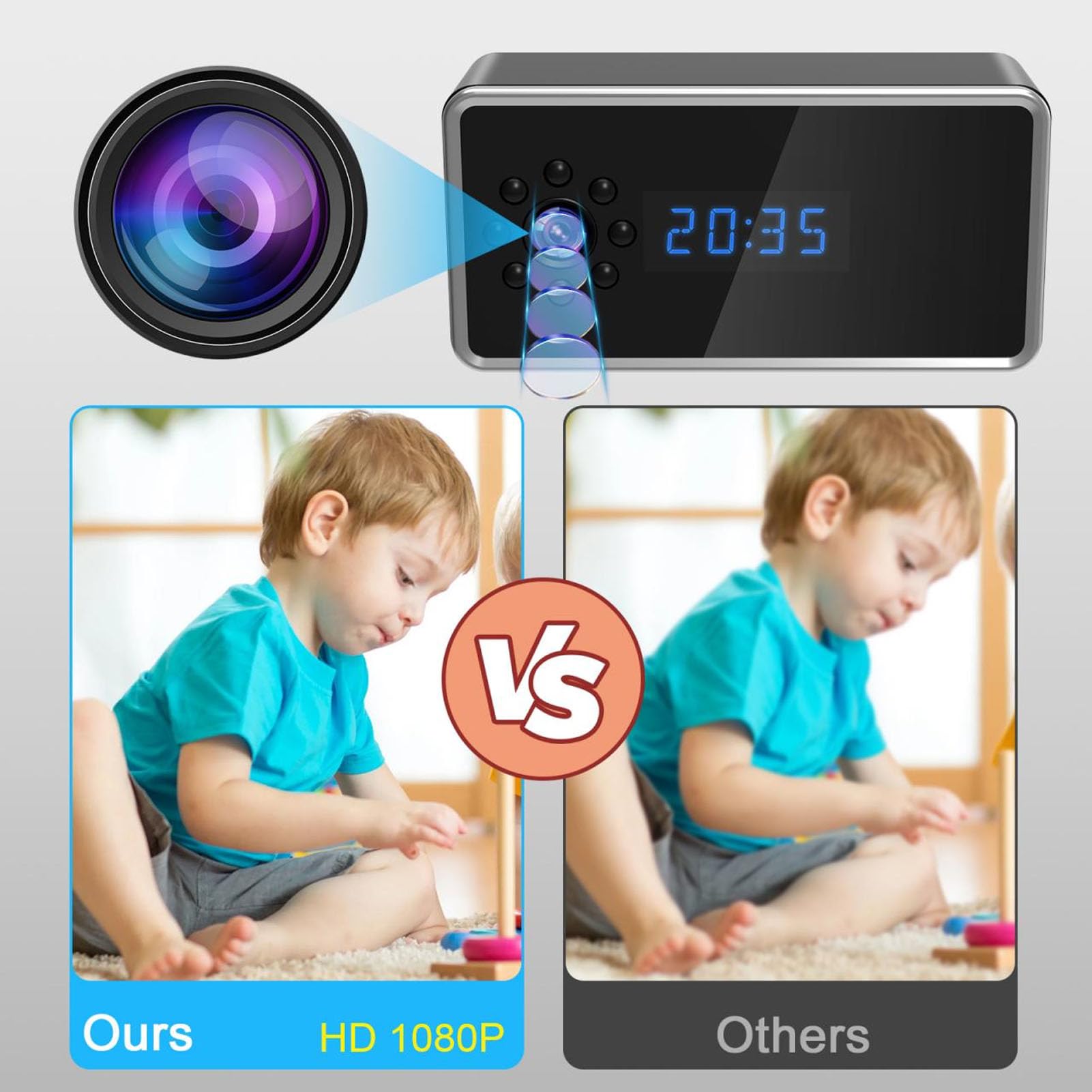 Jectse Caméra de sécurité Intérieure, Caméras de Nounou D'interphone Vocal Bidirectionnel, Caméras WiFi pour Animaux de Compagnie à Vision Nocturne 1080P avec Détection de Mouvement,