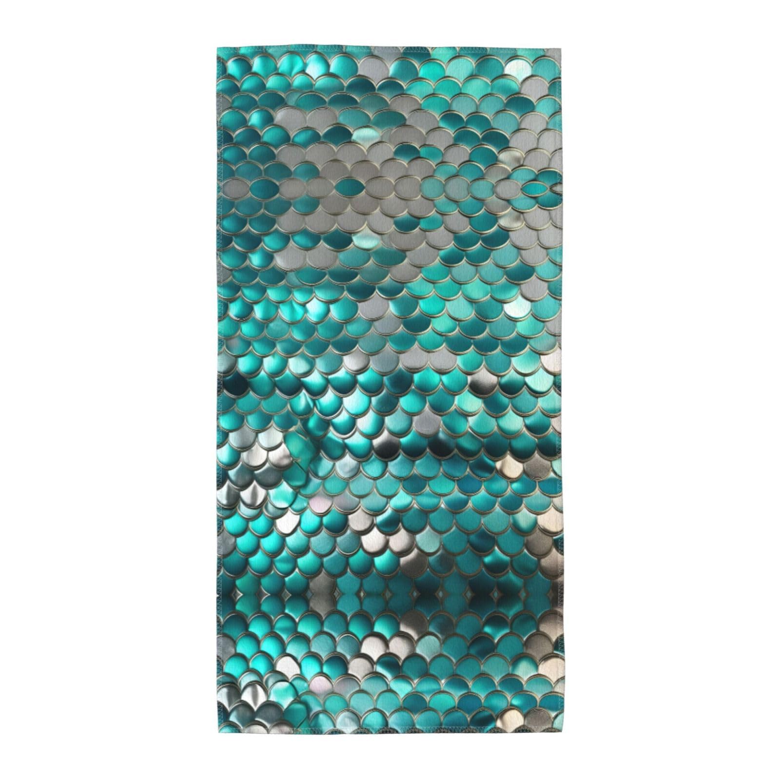 Mermaid Scale Fashion Printed Long Bath Towel For Pool Side Seaside Holiday