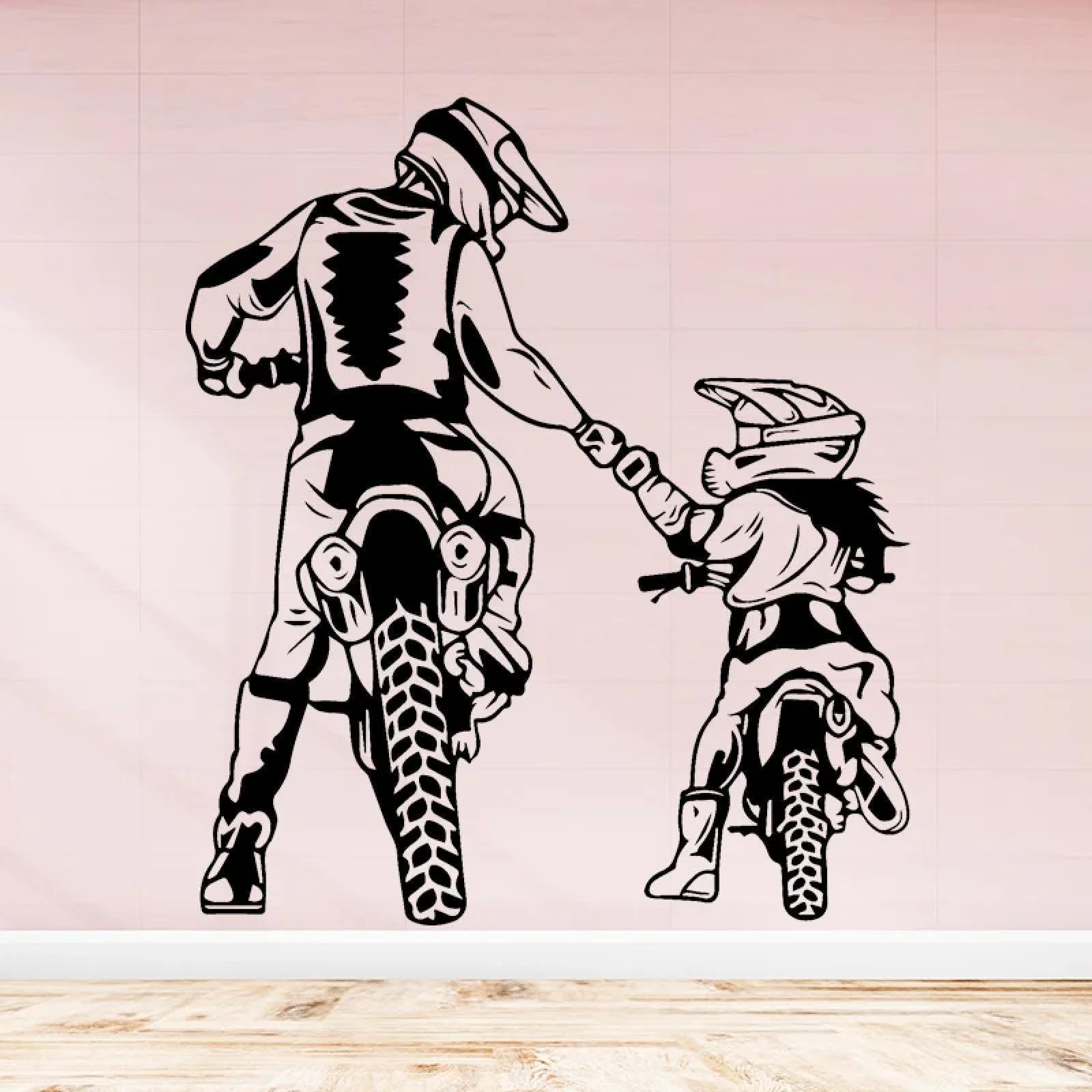 YOUOUSI Cool Off-Road Motorcycle Father and Daughter Helmet Racer wall Stickers for Children's Room and Girl's Bedroom wall Art Decals